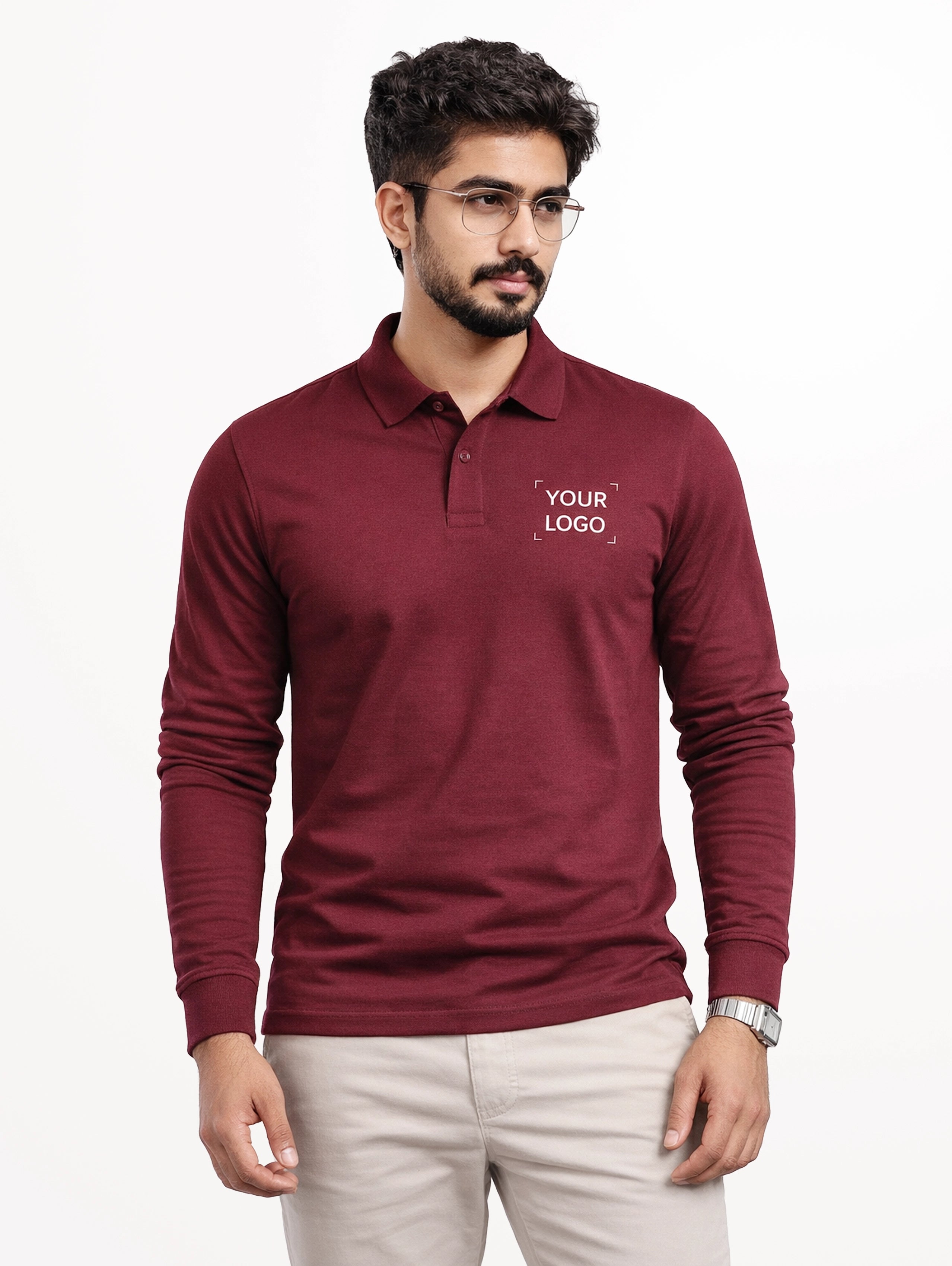 Men's Performance Polo Full Sleeve - French Wine