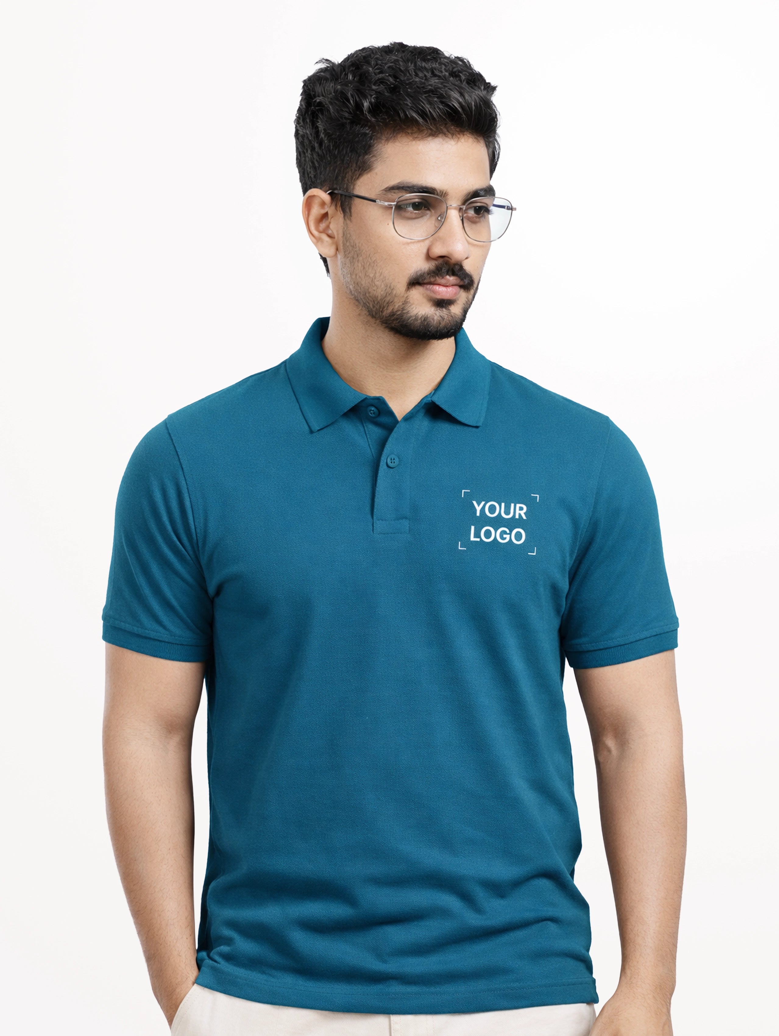 Men's Cotton Polo - Teal Blue