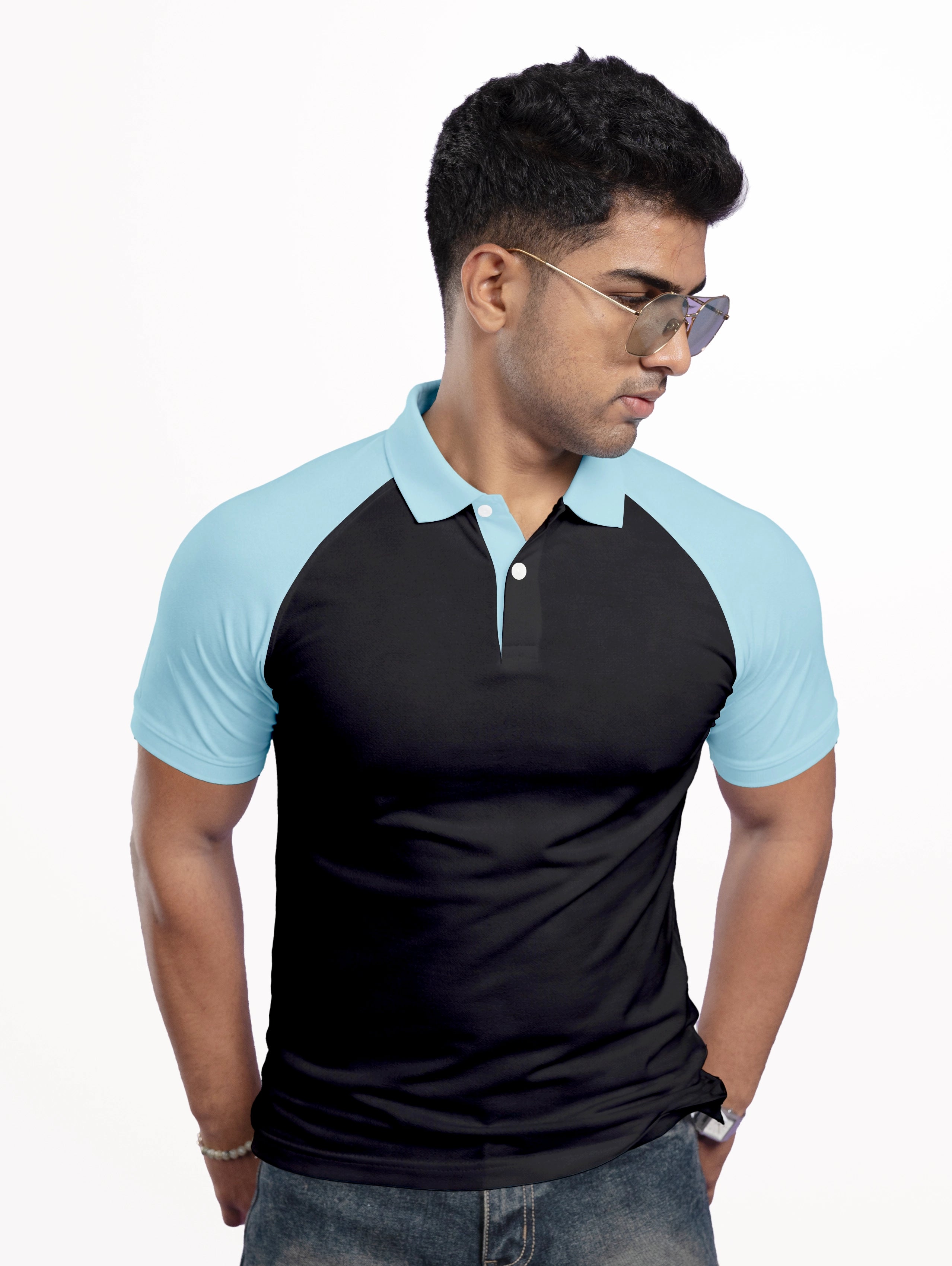 Men's Raglan Sleeve Performance Polo - Black