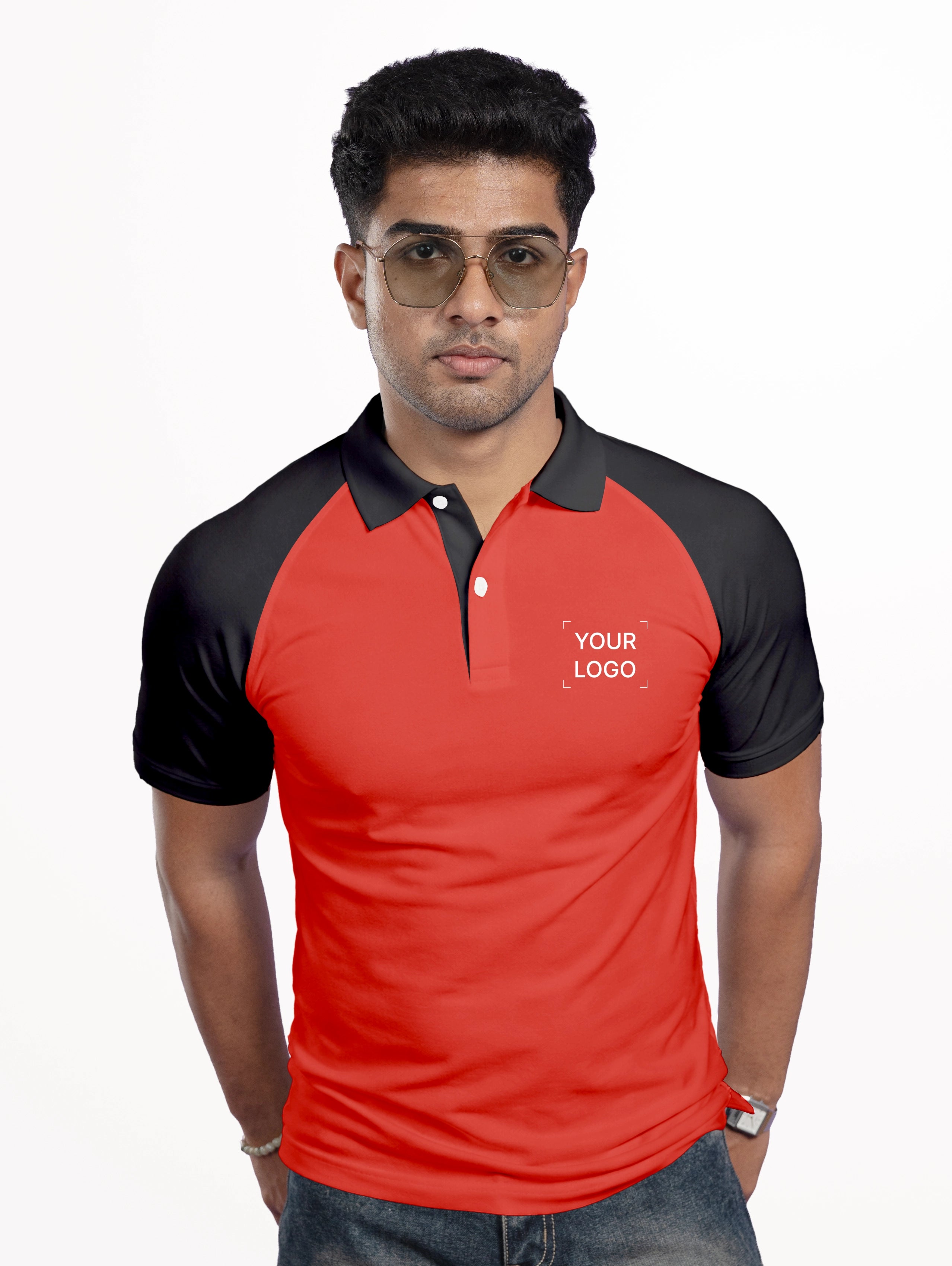 Men's Raglan Sleeve Performance Polo - Fiery Red