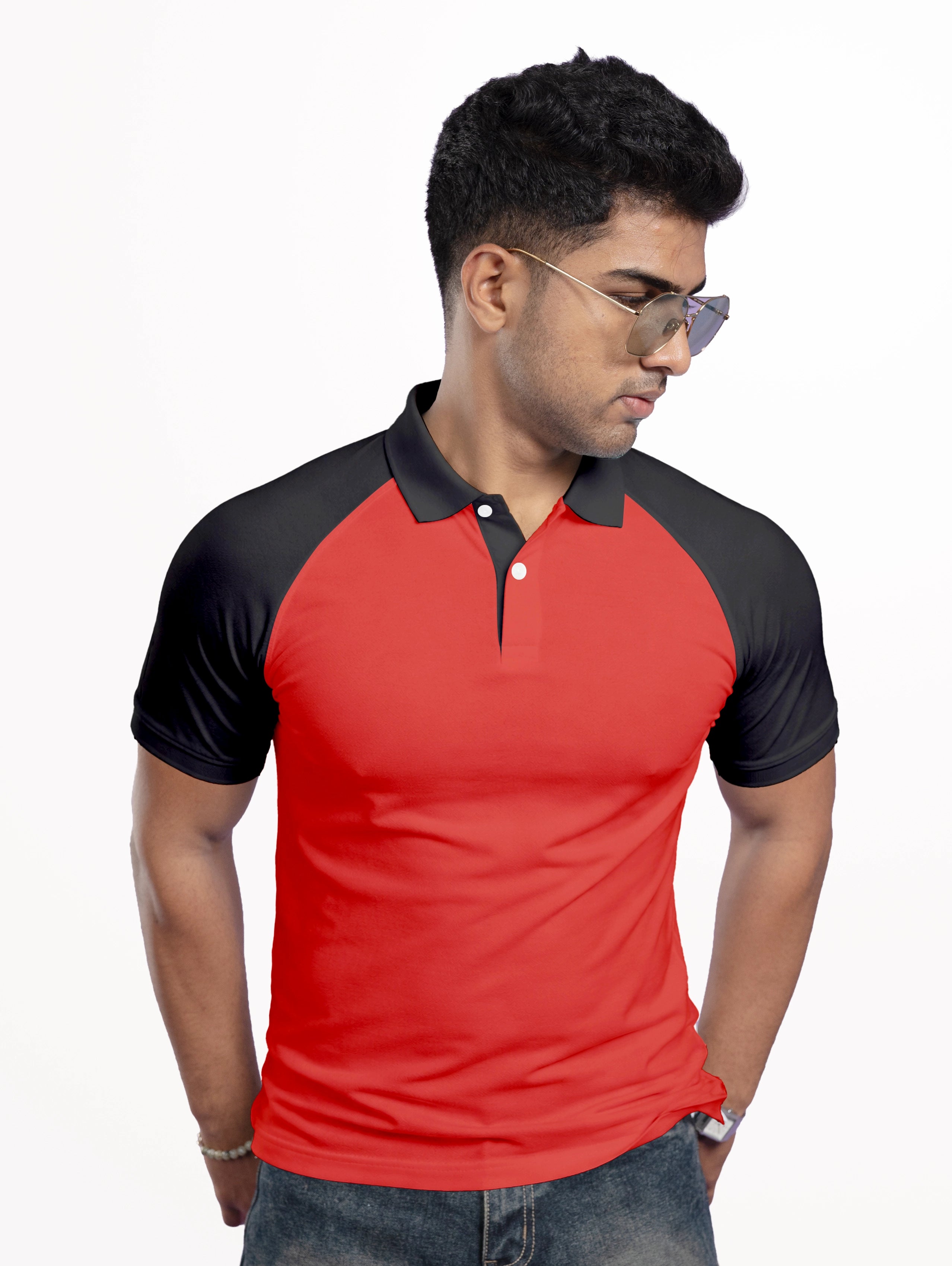 Men's Raglan Sleeve Performance Polo - Fiery Red