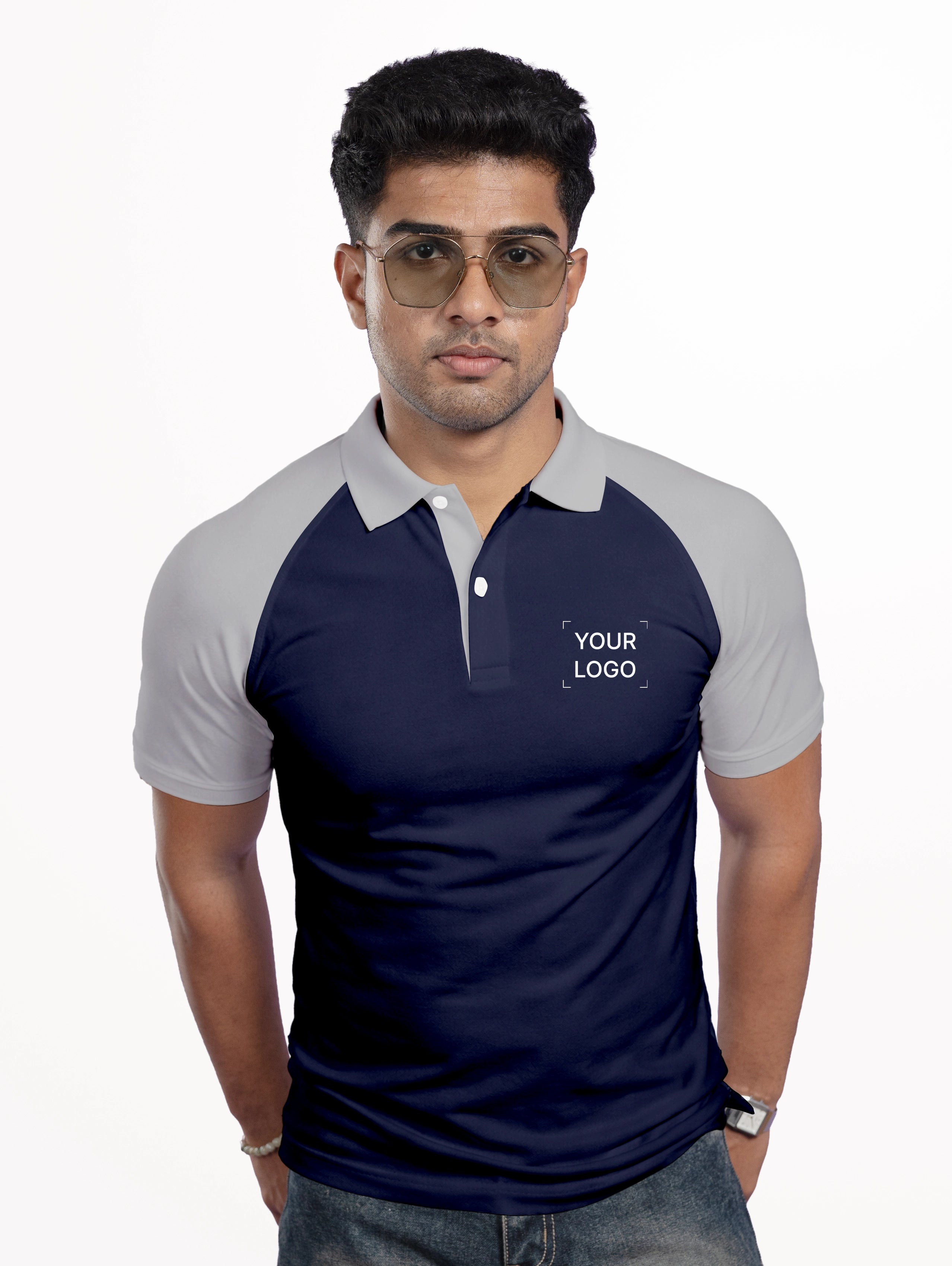 Men's Raglan Sleeve Performance Polo - Navy Blue