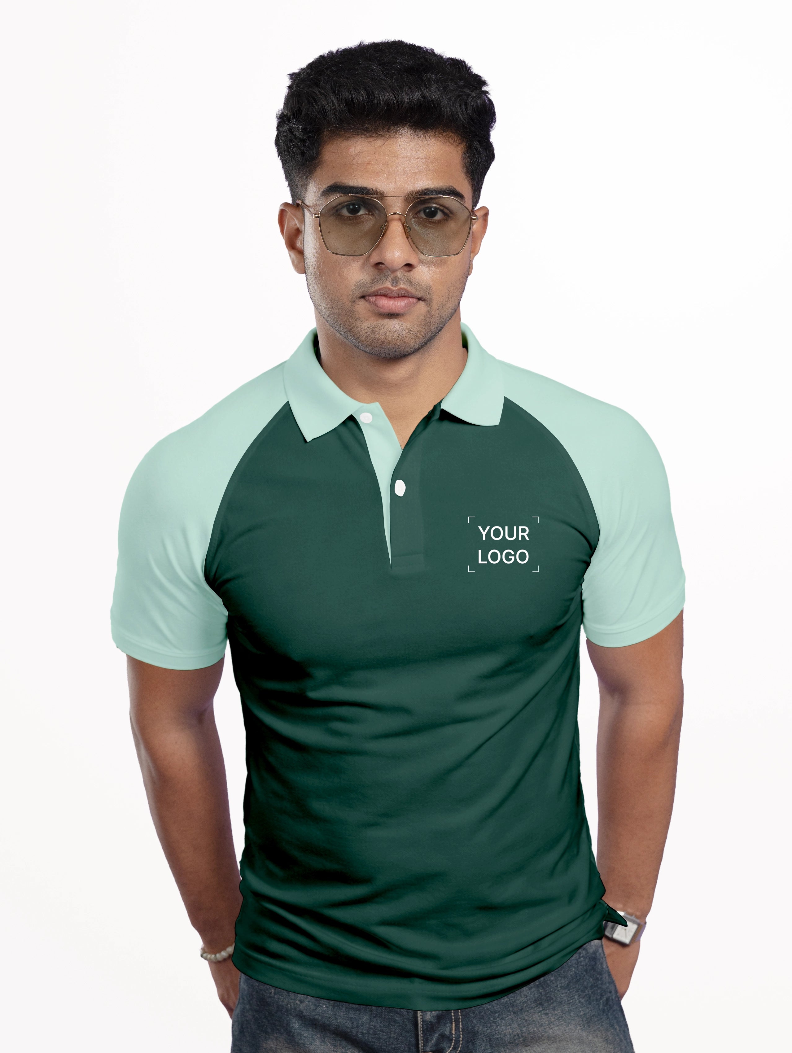 Men's Raglan Sleeve Performance Polo - Pine Green