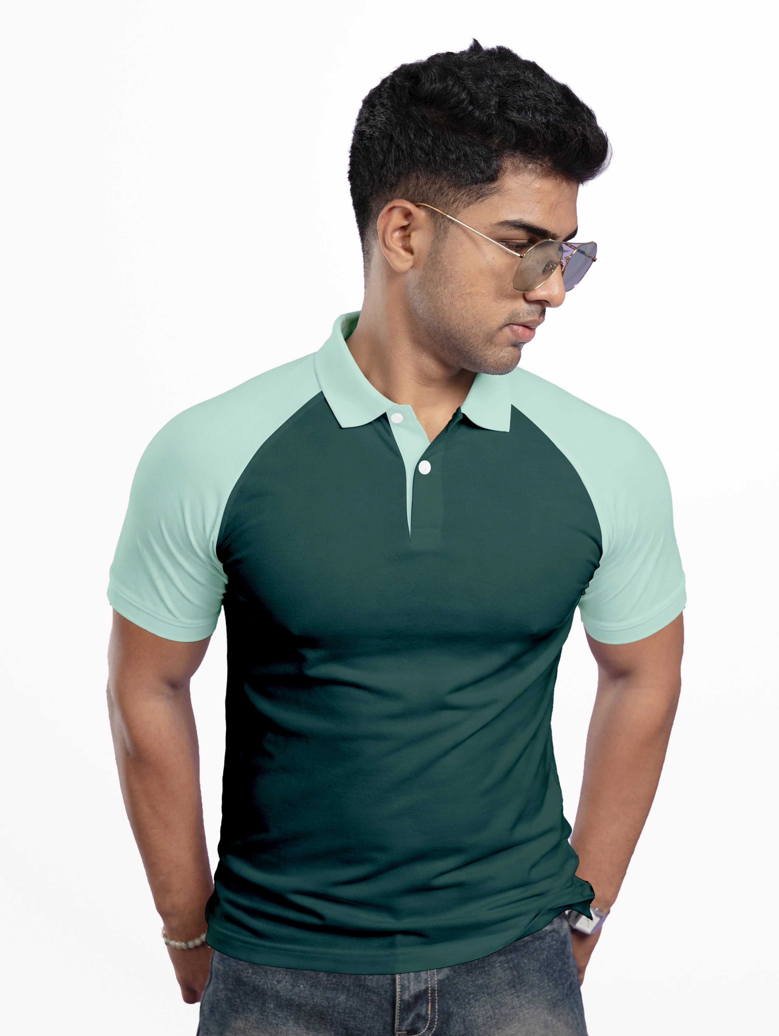 Men's Raglan Sleeve Performance Polo - Pine Green