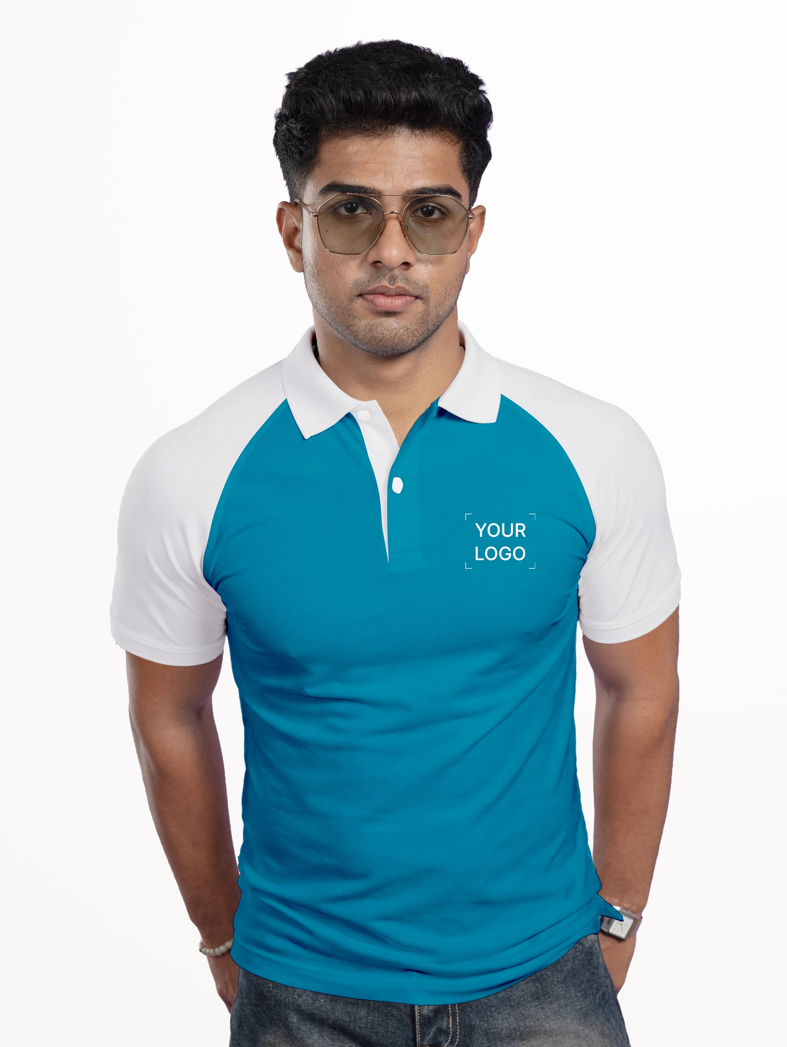 Men's Raglan Sleeve Performance Polo - Sea Blue