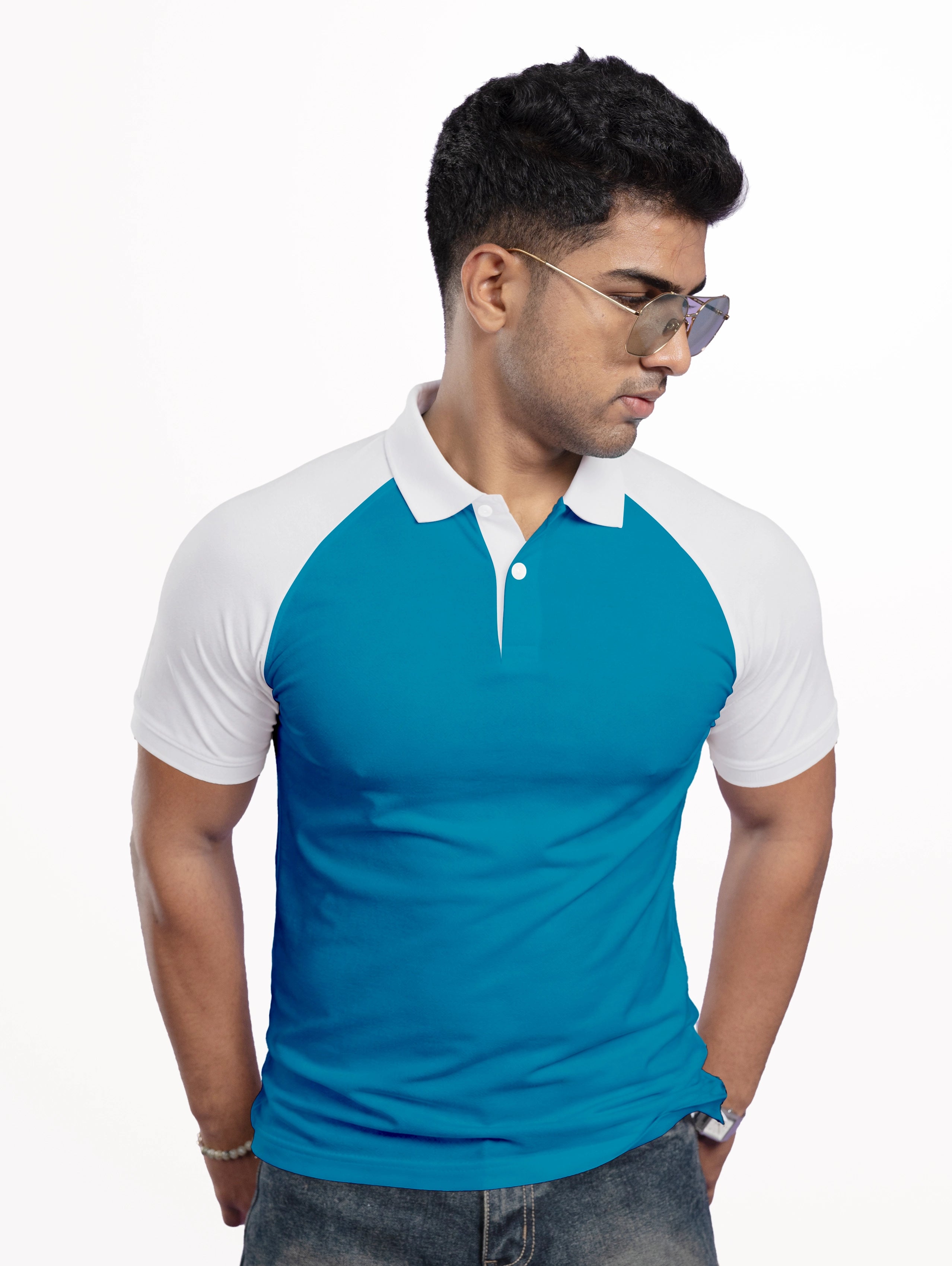 Men's Raglan Sleeve Performance Polo - Sea Blue