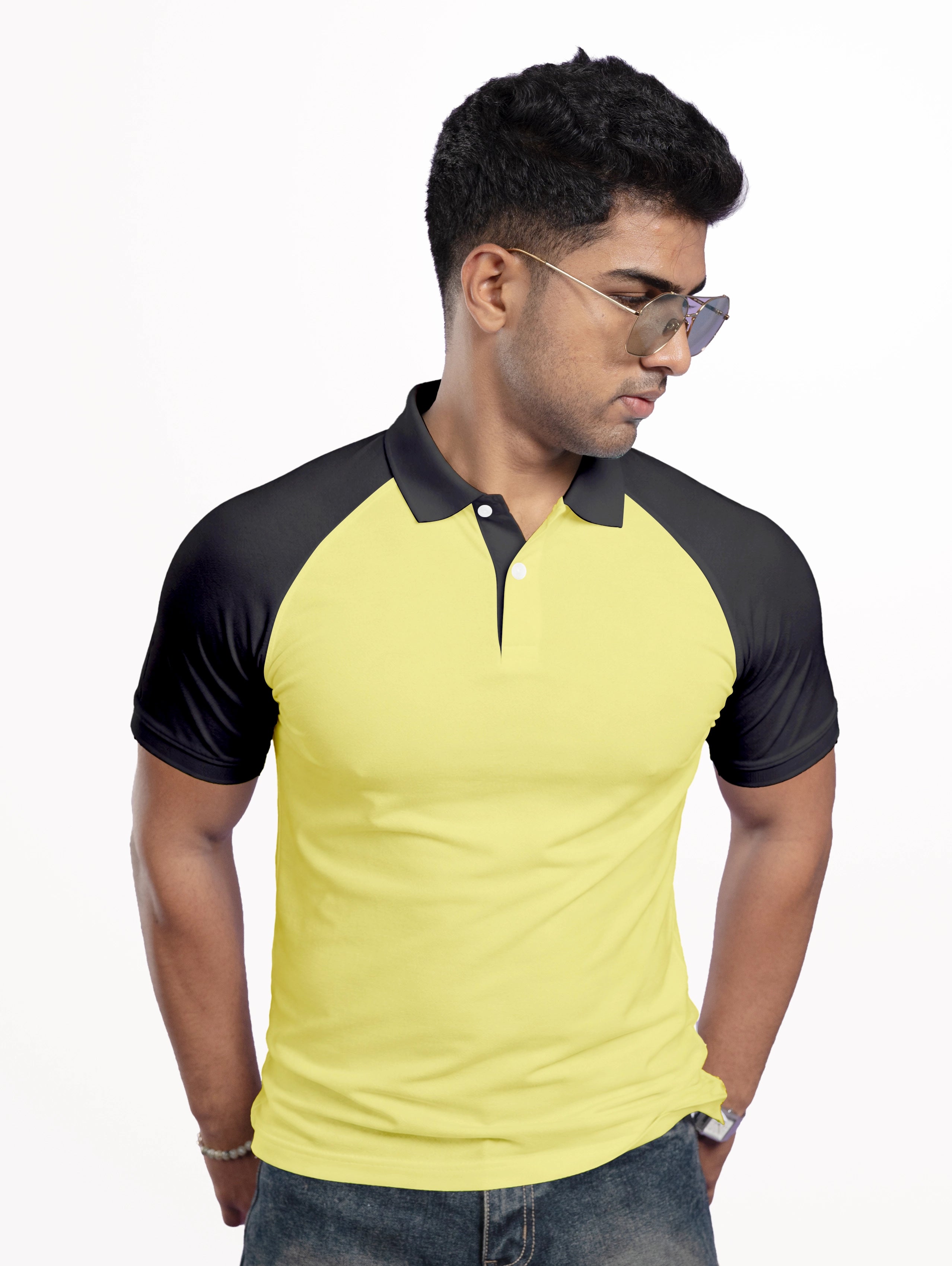 Men's Raglan Sleeve Performance Polo - Sunshine Yellow