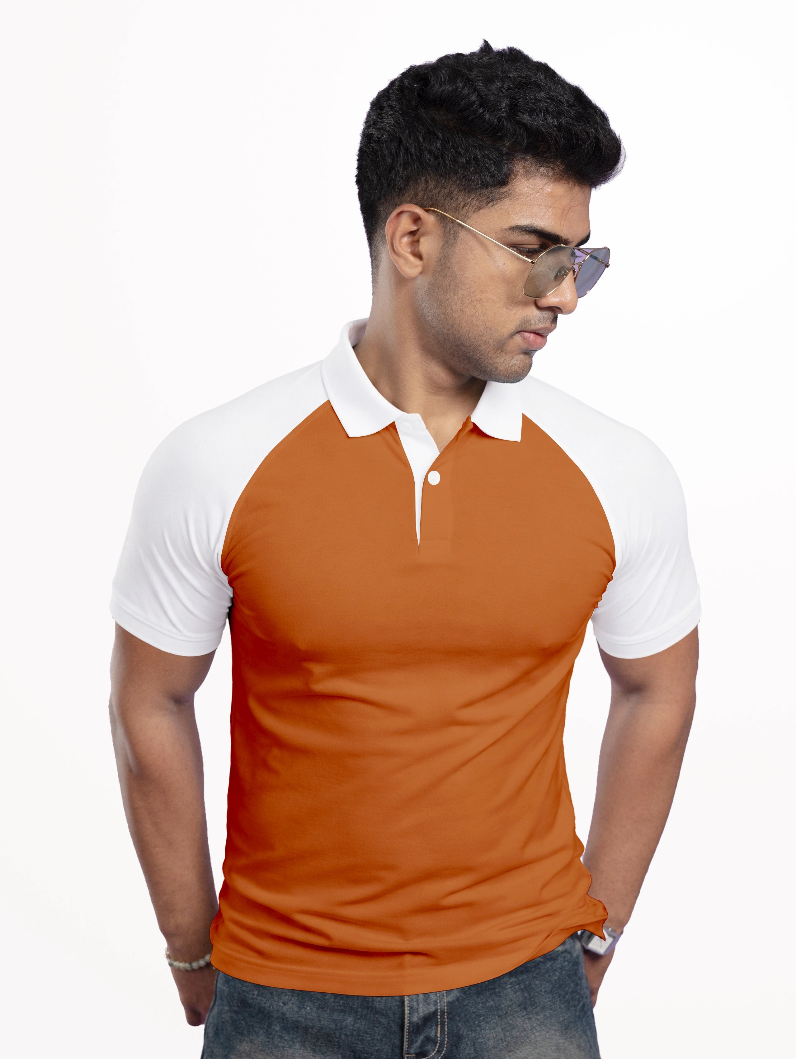 Men's Raglan Sleeve Performance Polo - Woody Orange