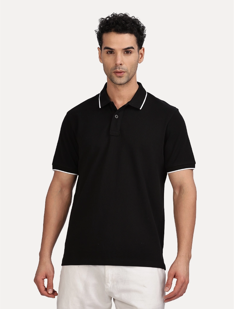 Custom Men’s Classic Polo With Tipping - Black