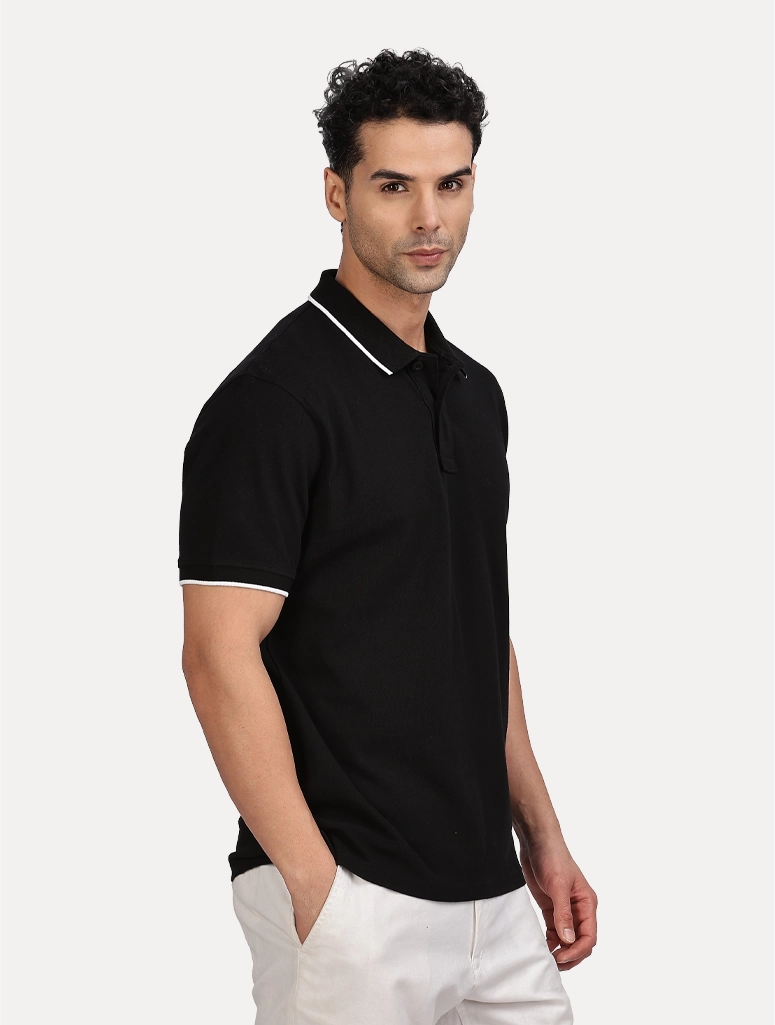 Custom Men’s Classic Polo With Tipping - Black