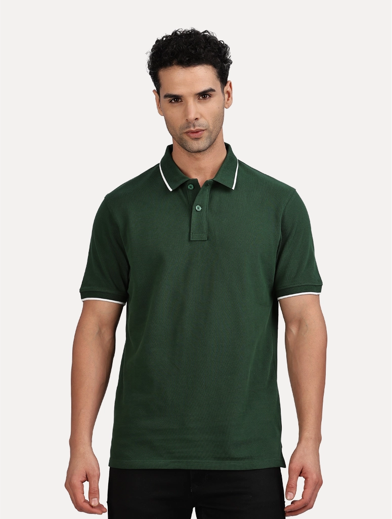 Custom Men’s Classic Polo With Tipping - Bottle Green