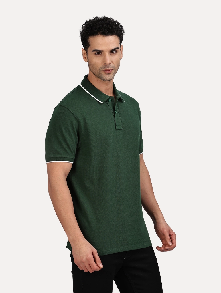 Custom Men’s Classic Polo With Tipping - Bottle Green