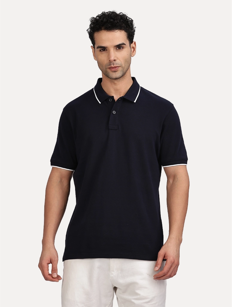 Custom Men’s Classic Polo With Tipping - Navy