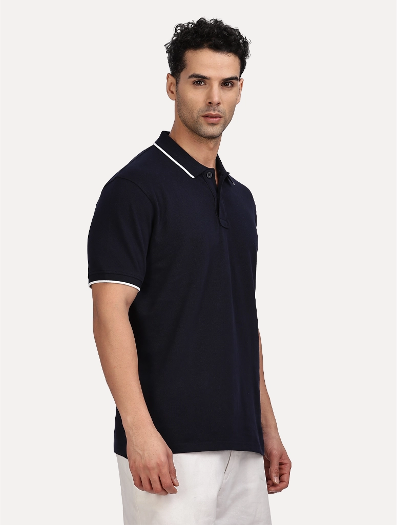 Custom Men’s Classic Polo With Tipping - Navy