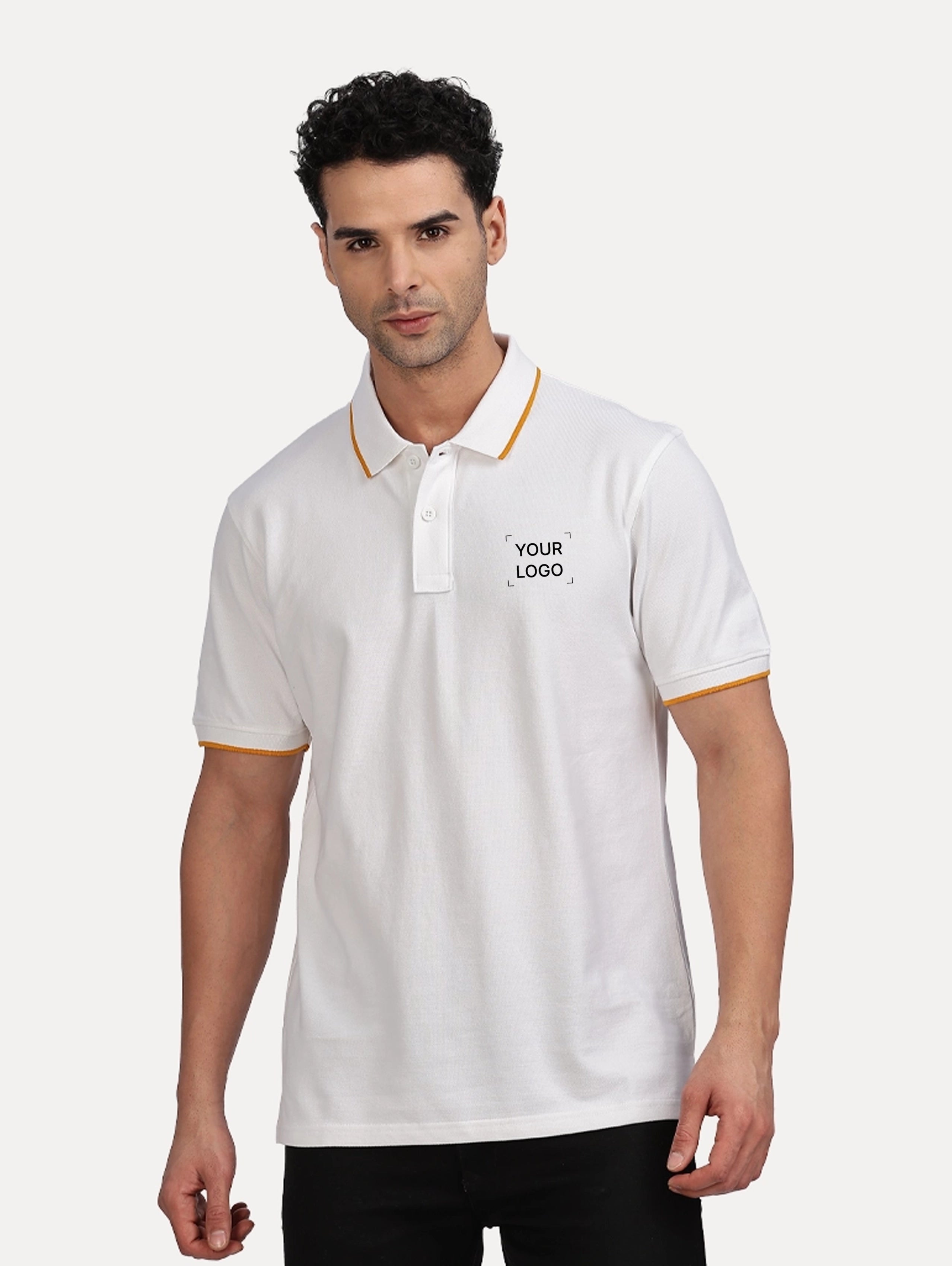 Men's Cotton Polo With Tipping - White