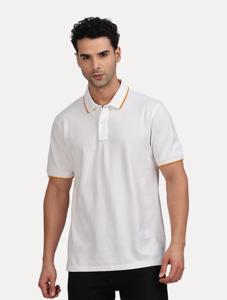 Custom Men’s Classic Polo With Tipping - White