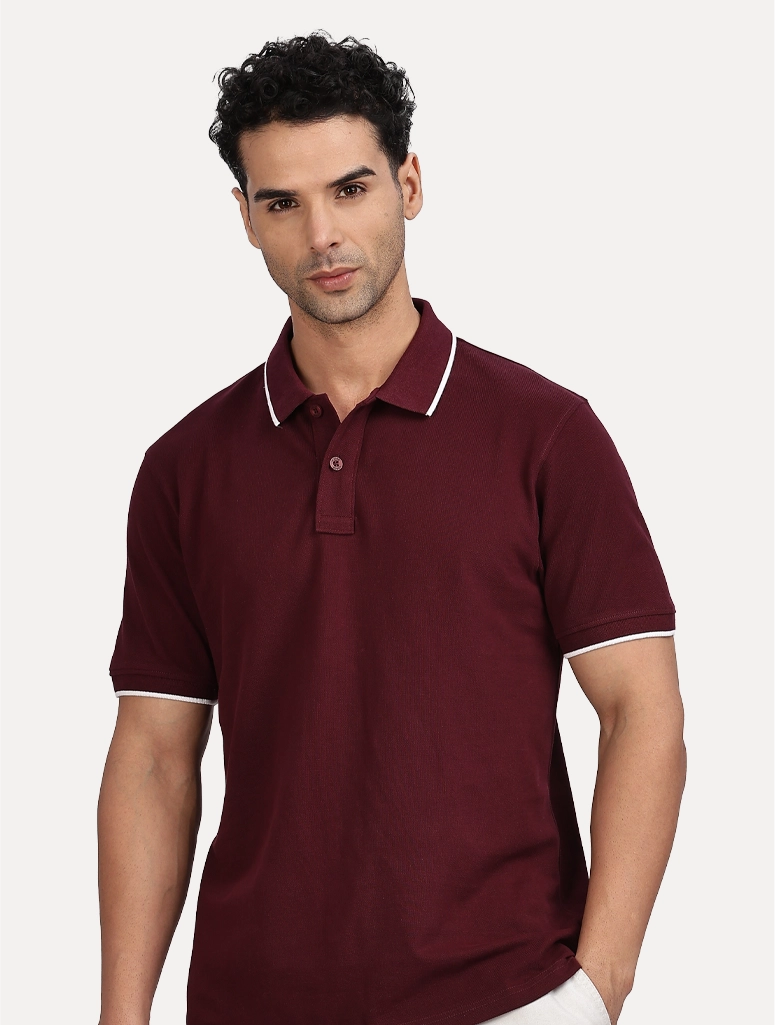 Custom Men’s Classic Polo With Tipping - Wine