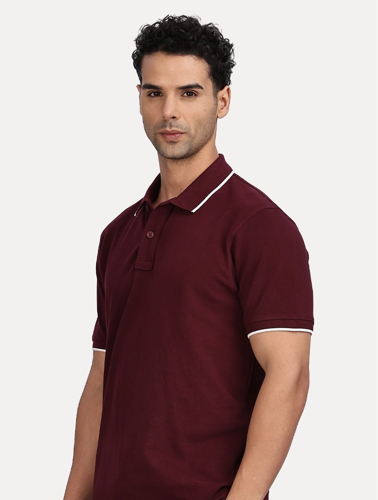 Custom Men’s Classic Polo With Tipping - Wine