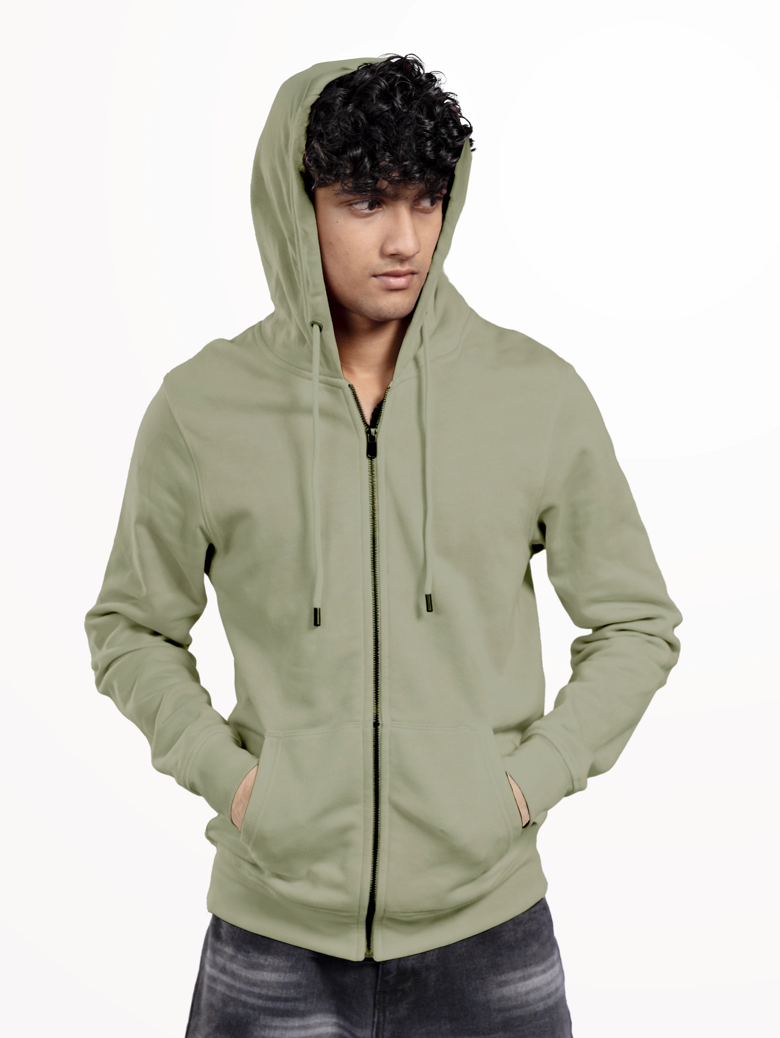 Men's Blend Zipper Hoodie - Sage Green