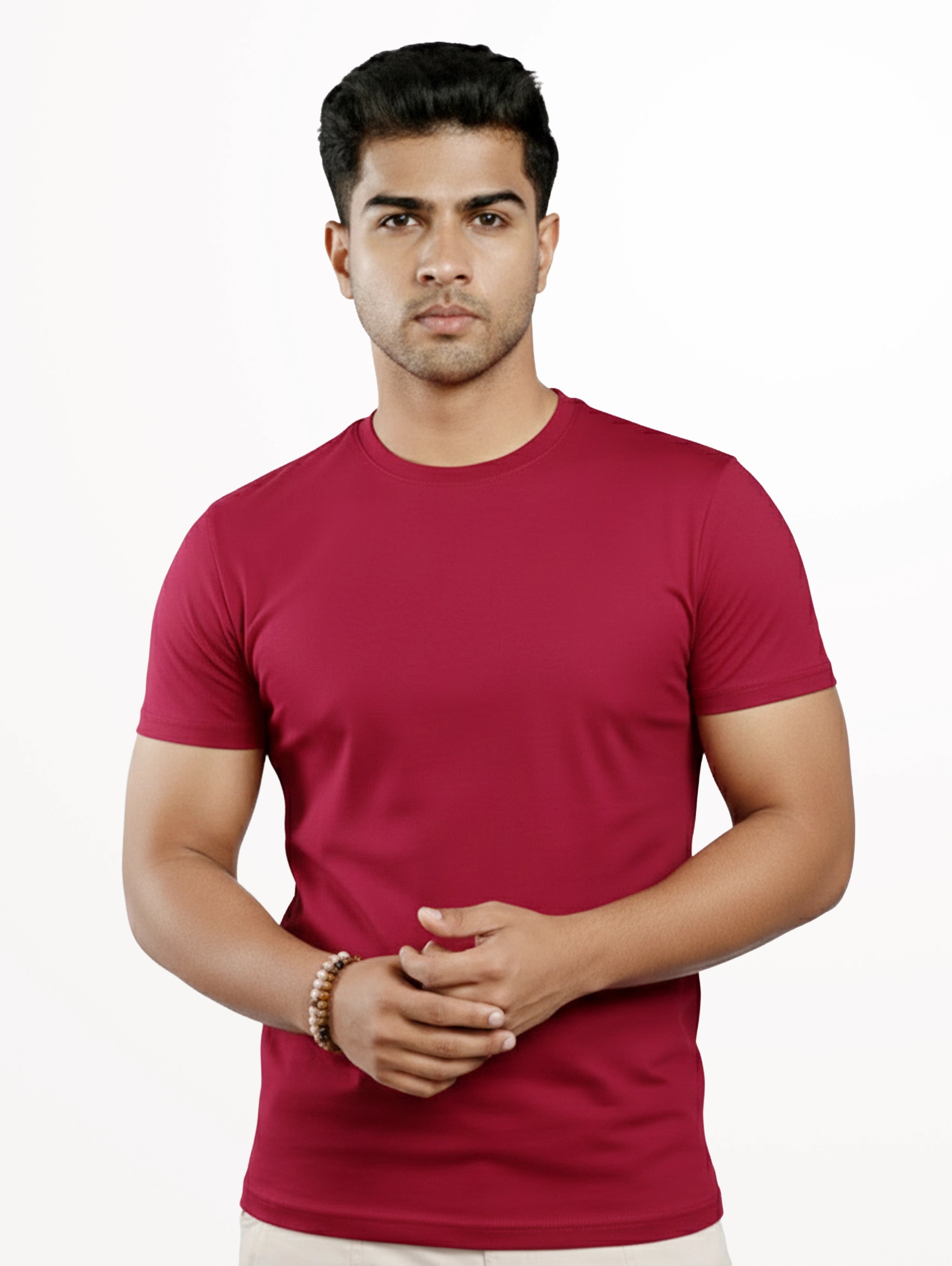 Men's Core Cotton Half Sleeve T-Shirt - Maroon