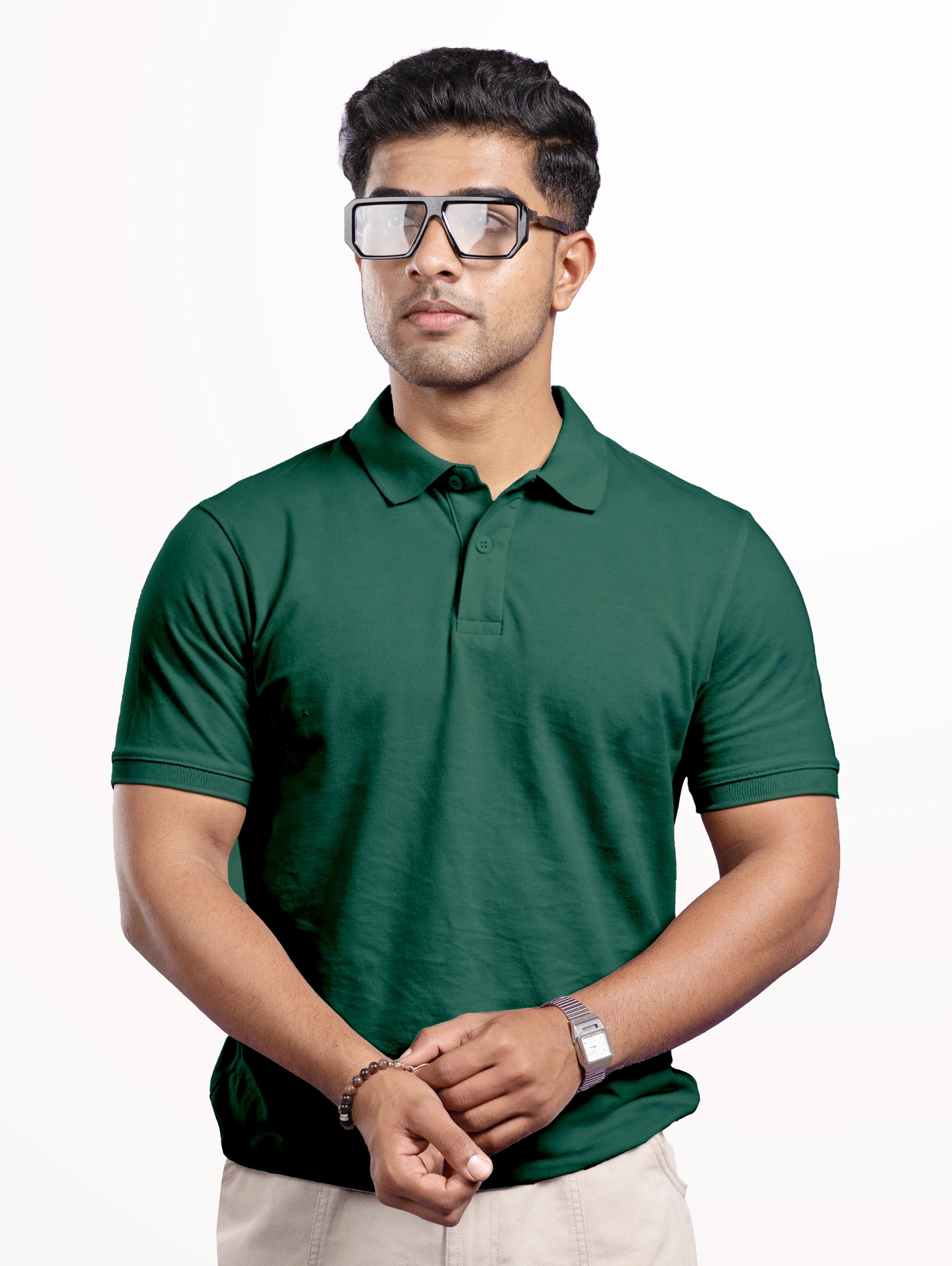 Men's Cotton Polo - Bottle Green
