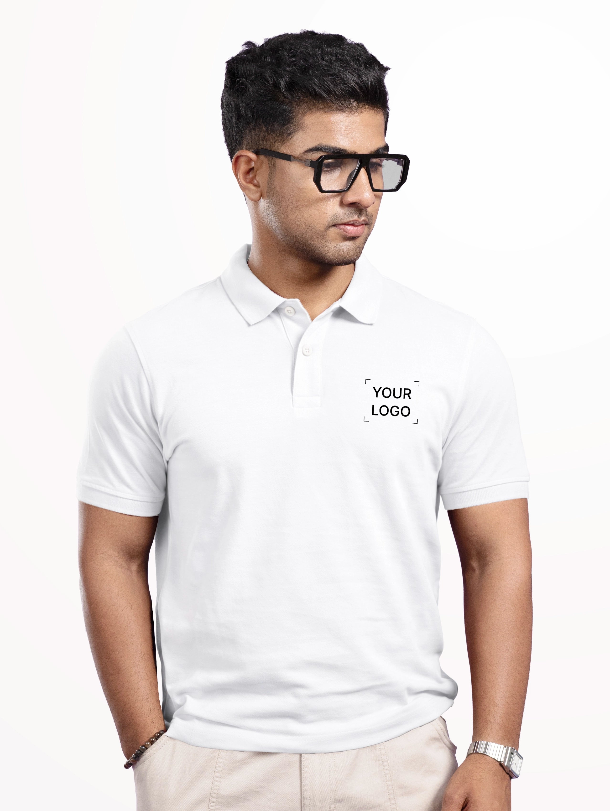 Men's Cotton Polo - White