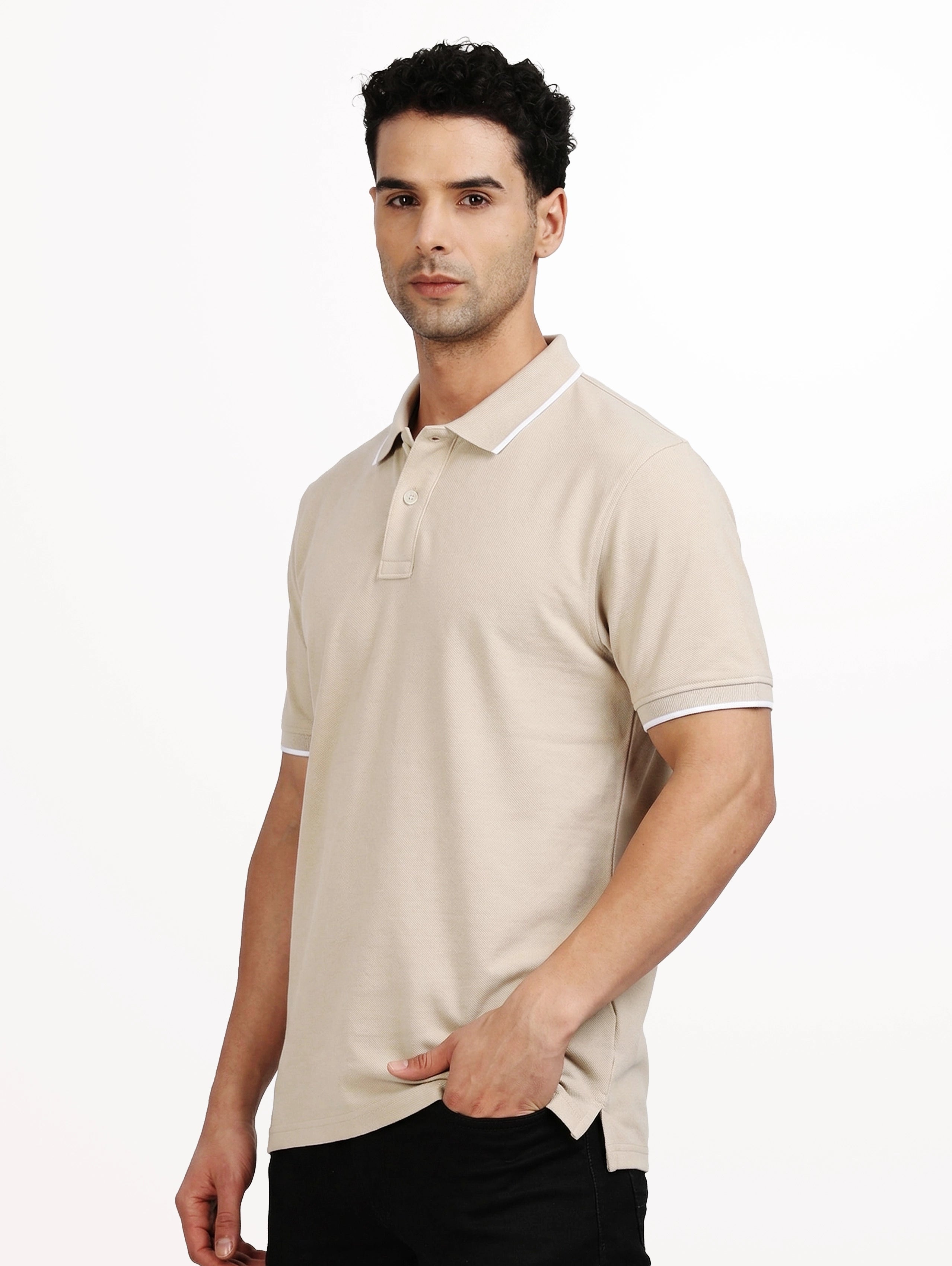 Men's Cotton Polo With Tipping - Skin