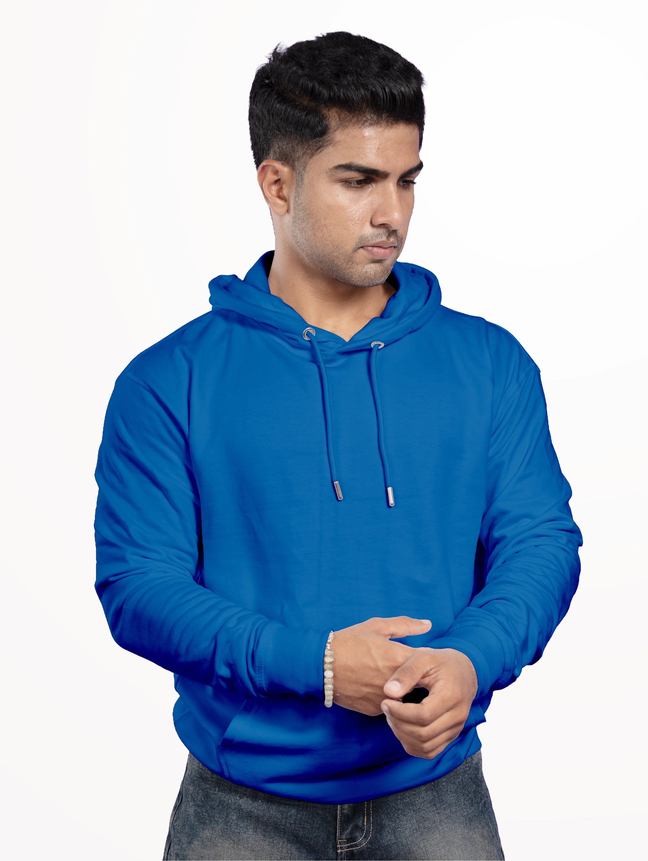 Men's Cotton Pullover Hoodie - Diesel Blue