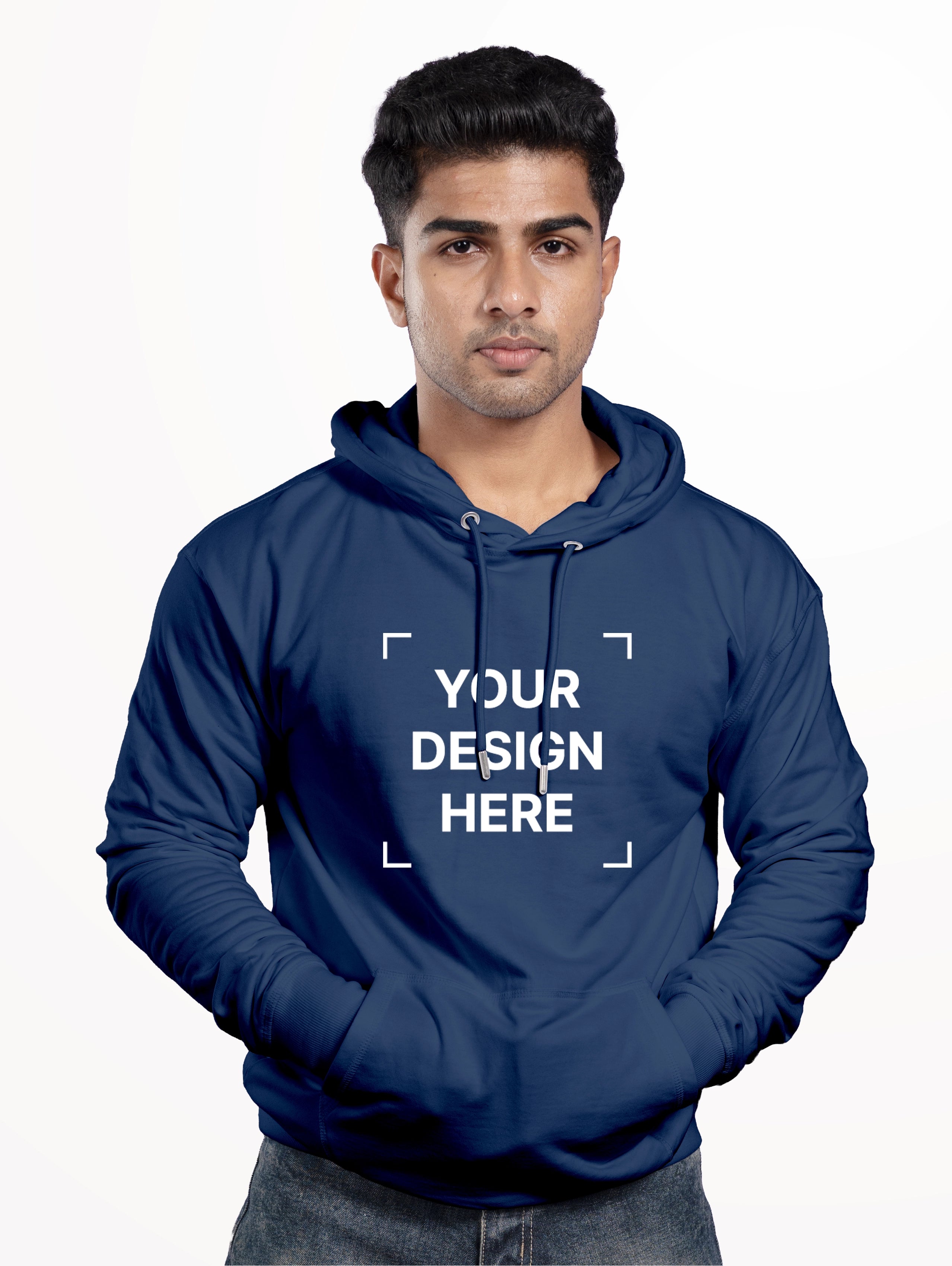 Men's Cotton Pullover Hoodie - Navy