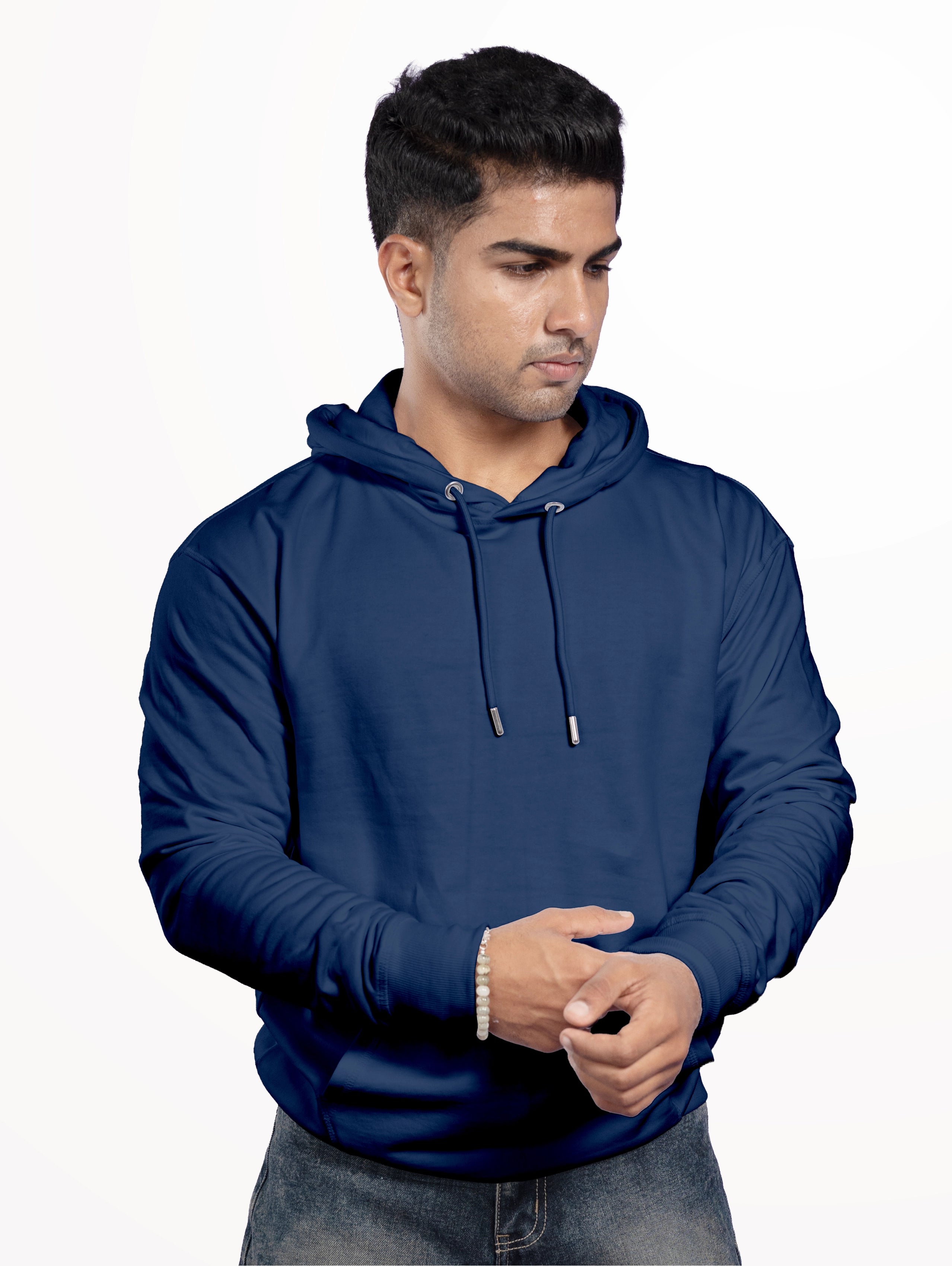 Men's Cotton Pullover Hoodie - Navy