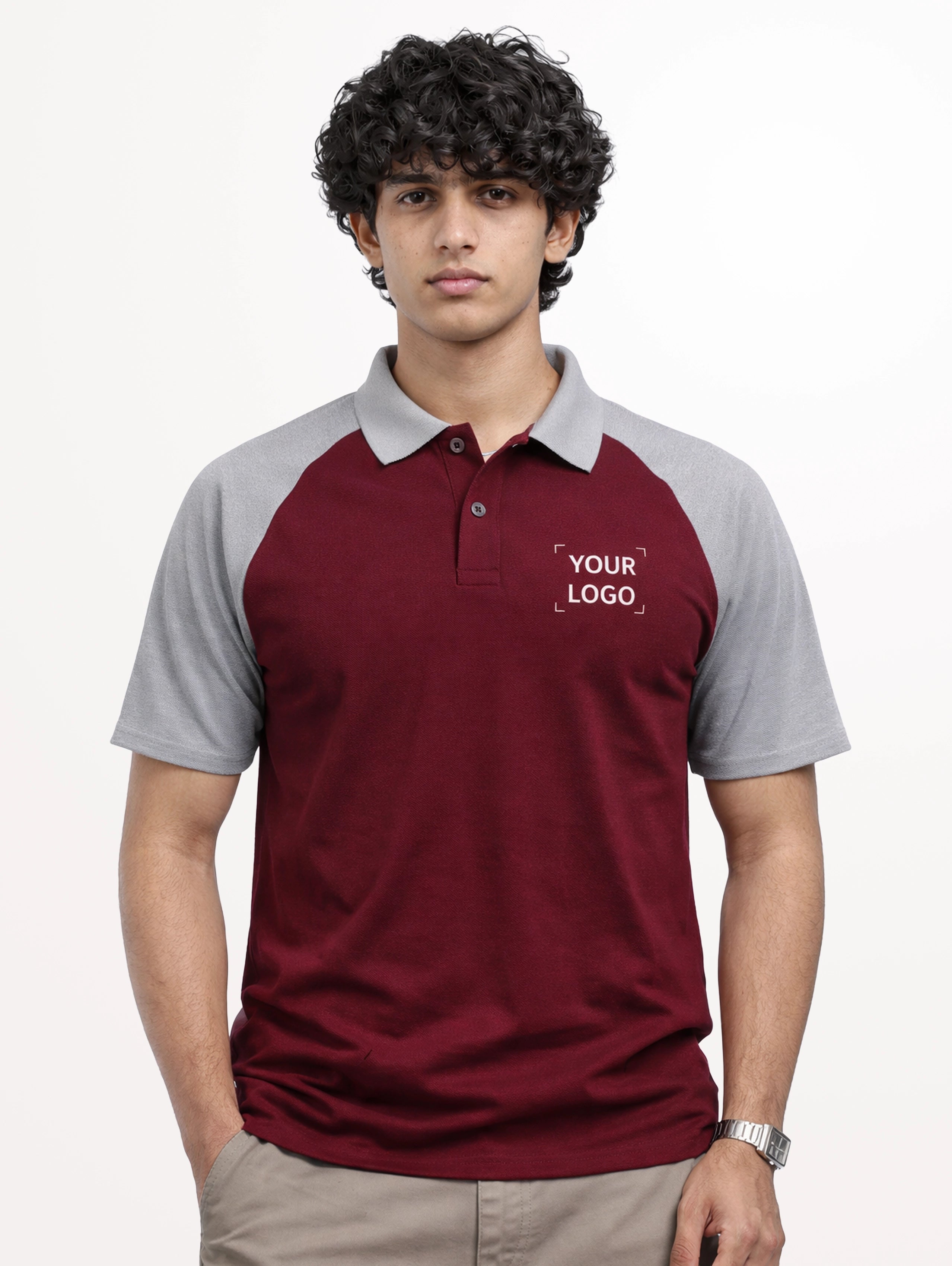 Men's Cotton Raglan Sleeve Polo - Wine