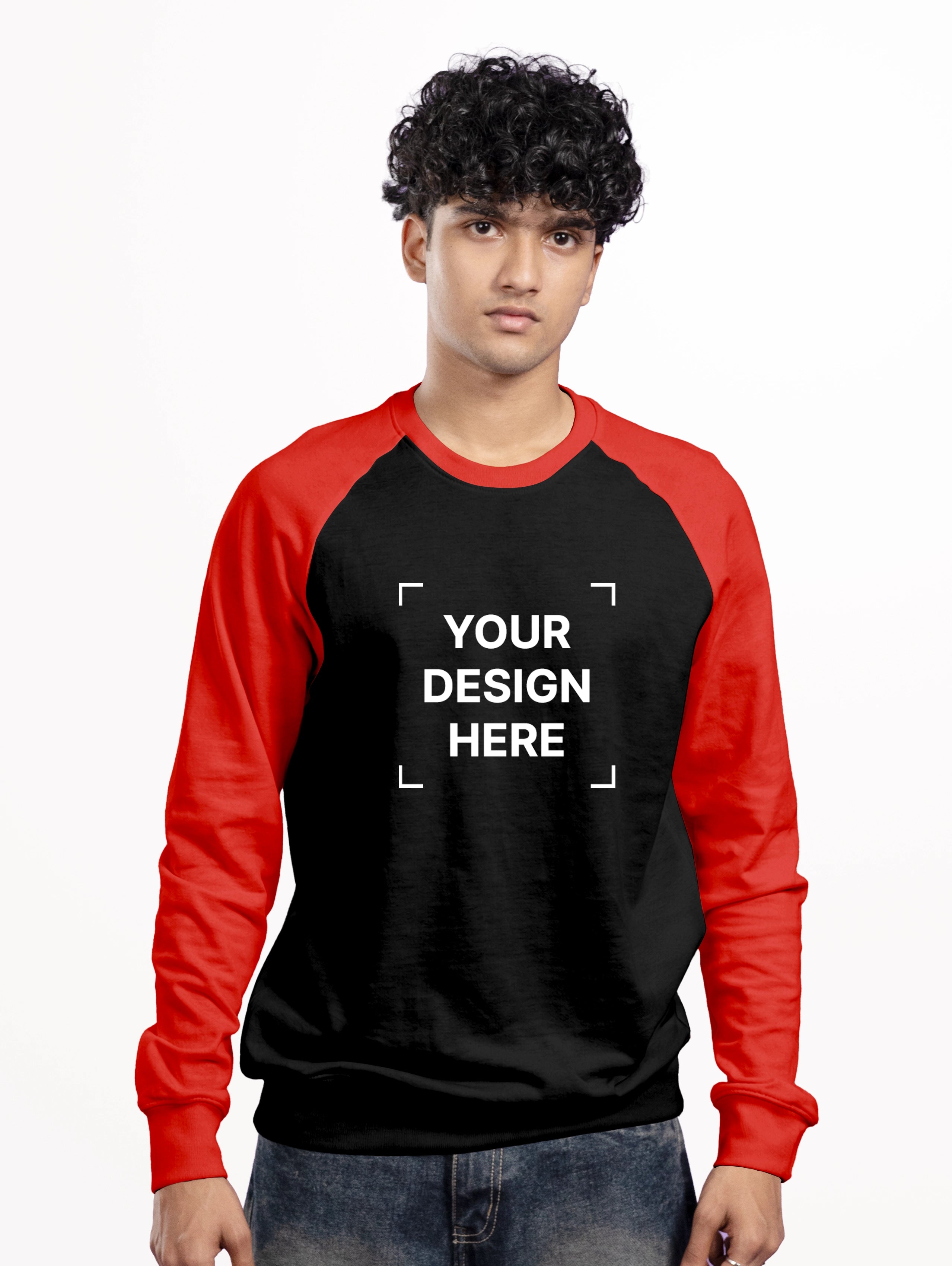 Men's Cotton Raglan Sleeve Sweatshirt - Black