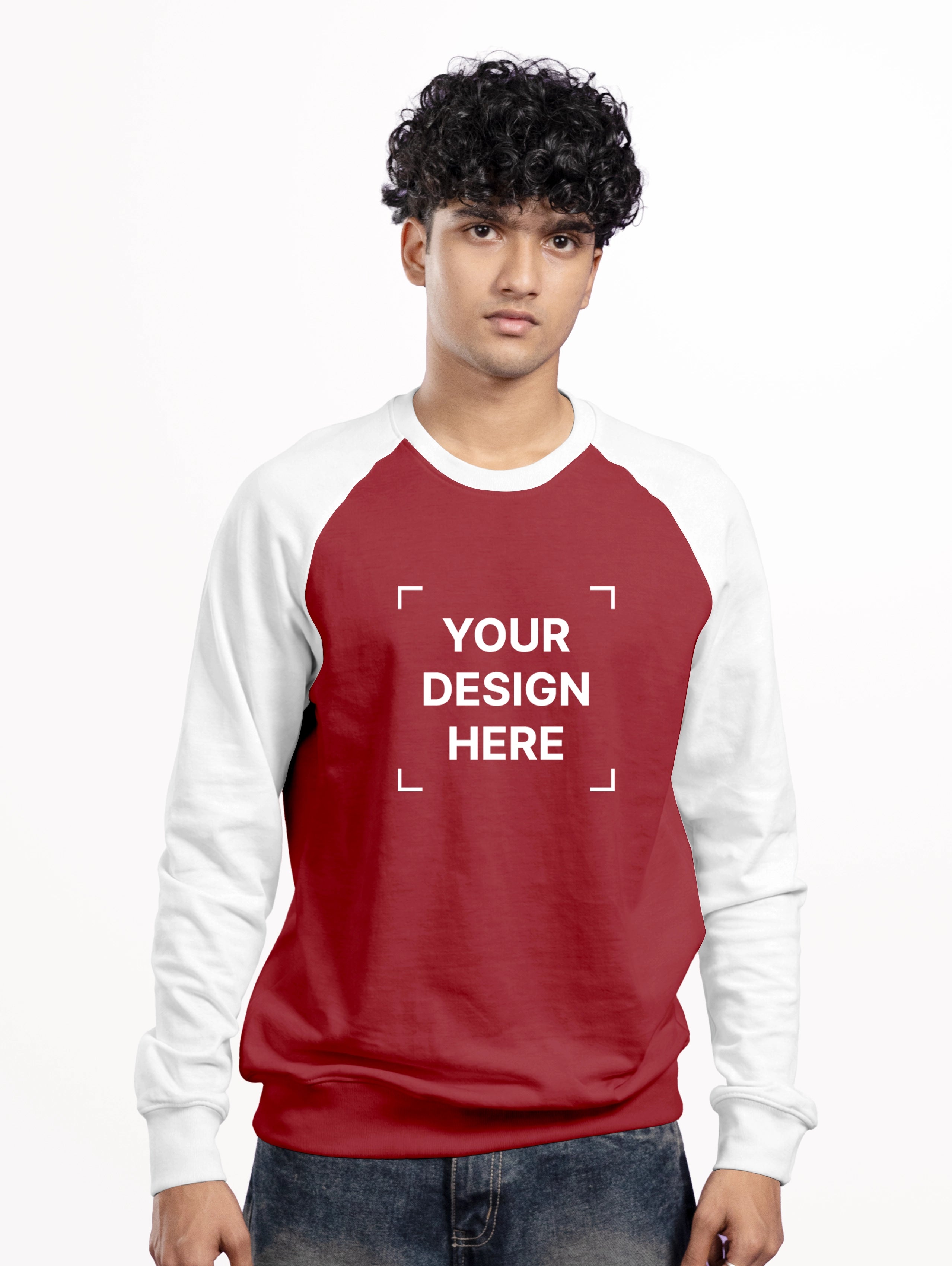 Men's Cotton Raglan Sleeve Sweatshirt - Maroon