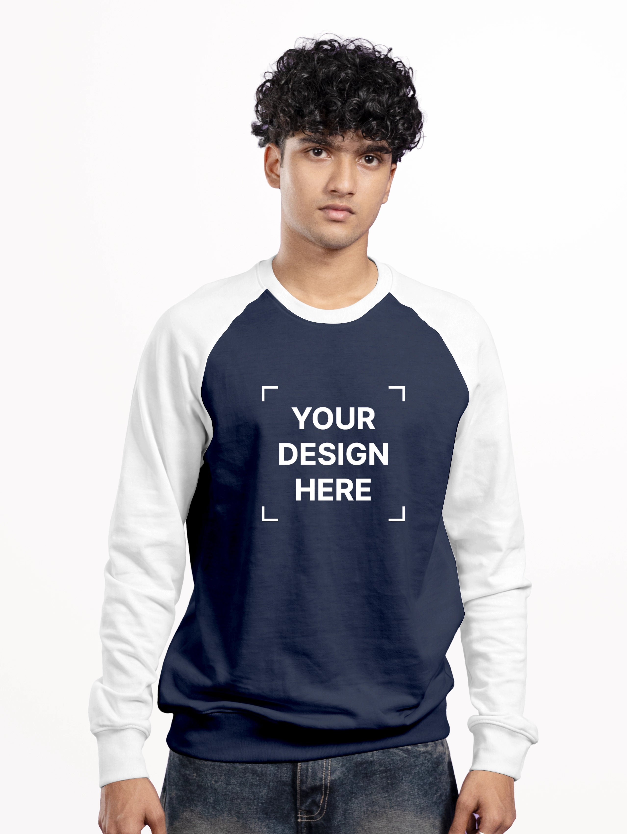 Men's Cotton Raglan Sleeve Sweatshirt - Navy