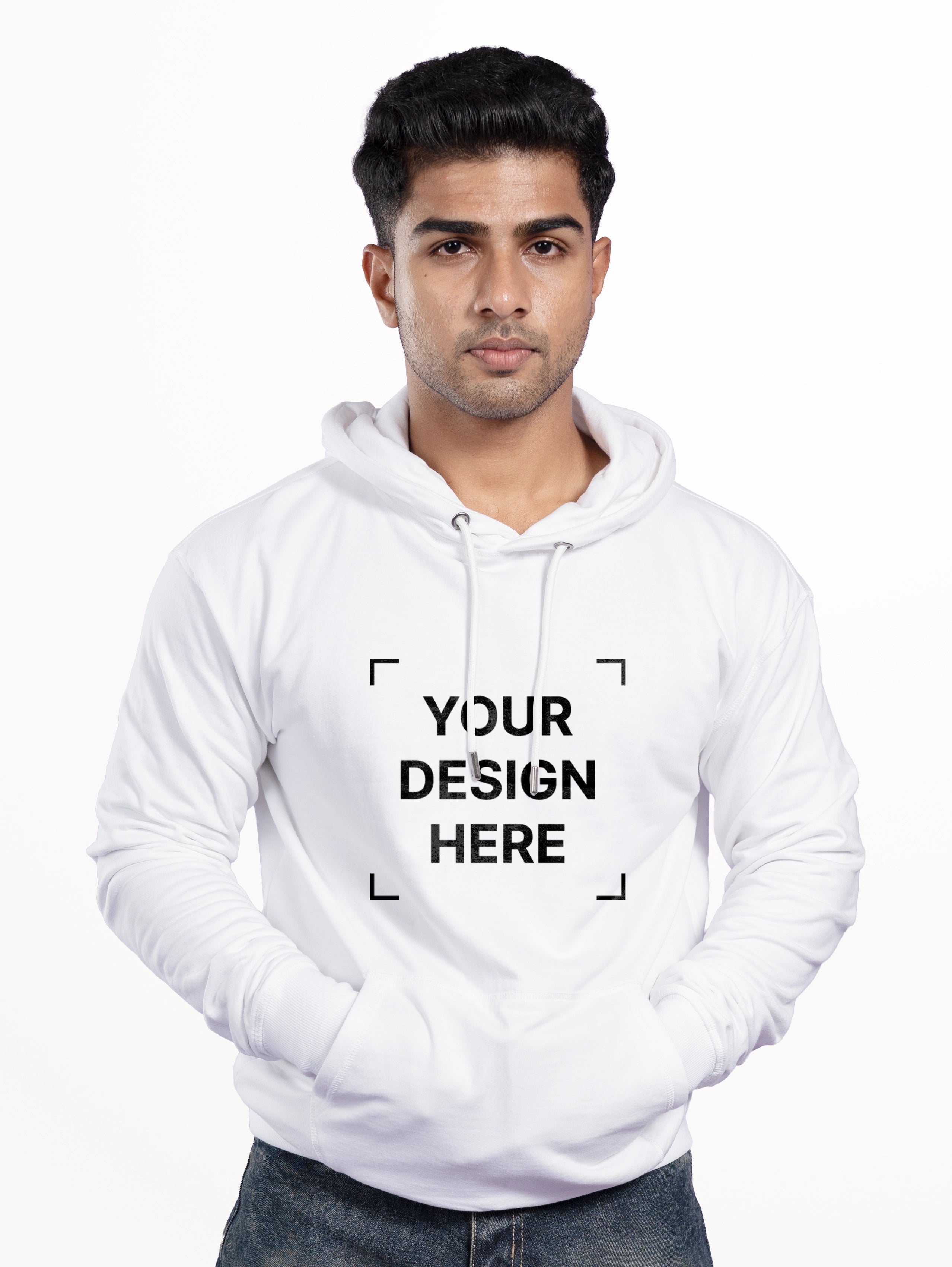Men's Cotton Pullover Hoodie - White