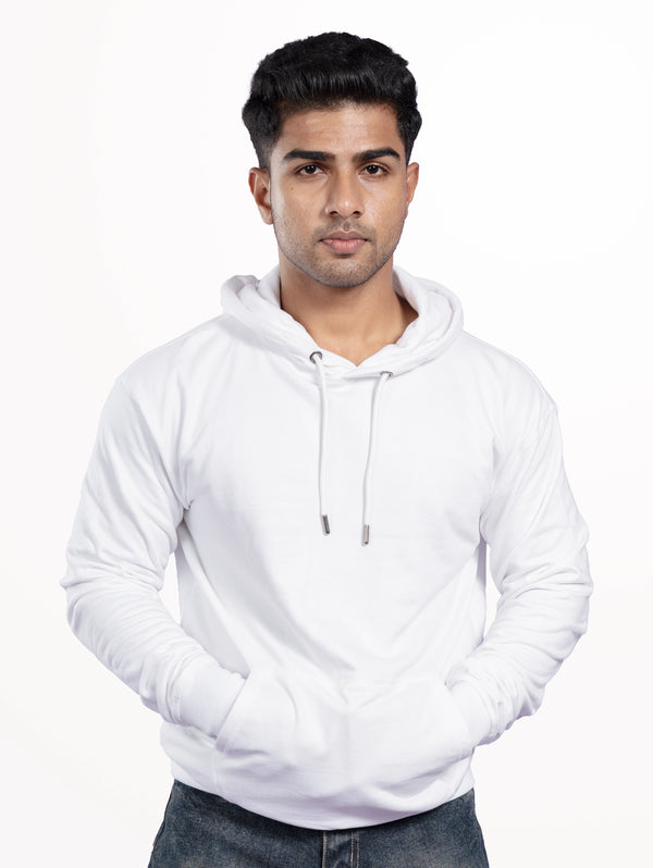 Men's Cotton Pullover Hoodie - White