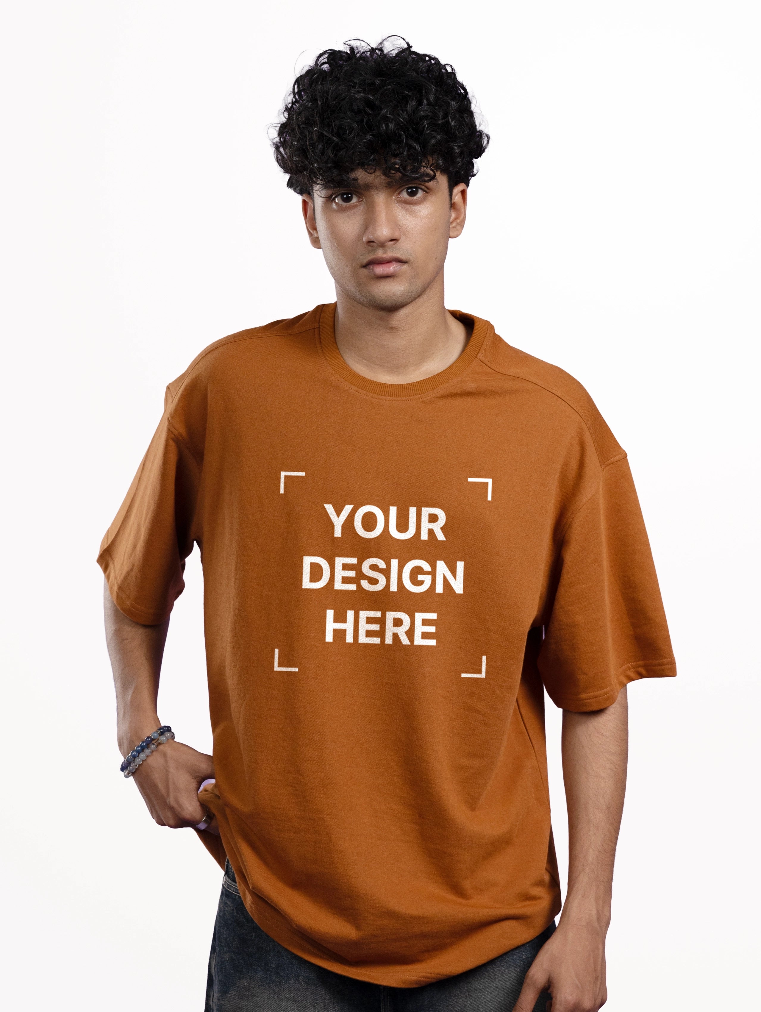 French Terry Oversized T-Shirt - Brown