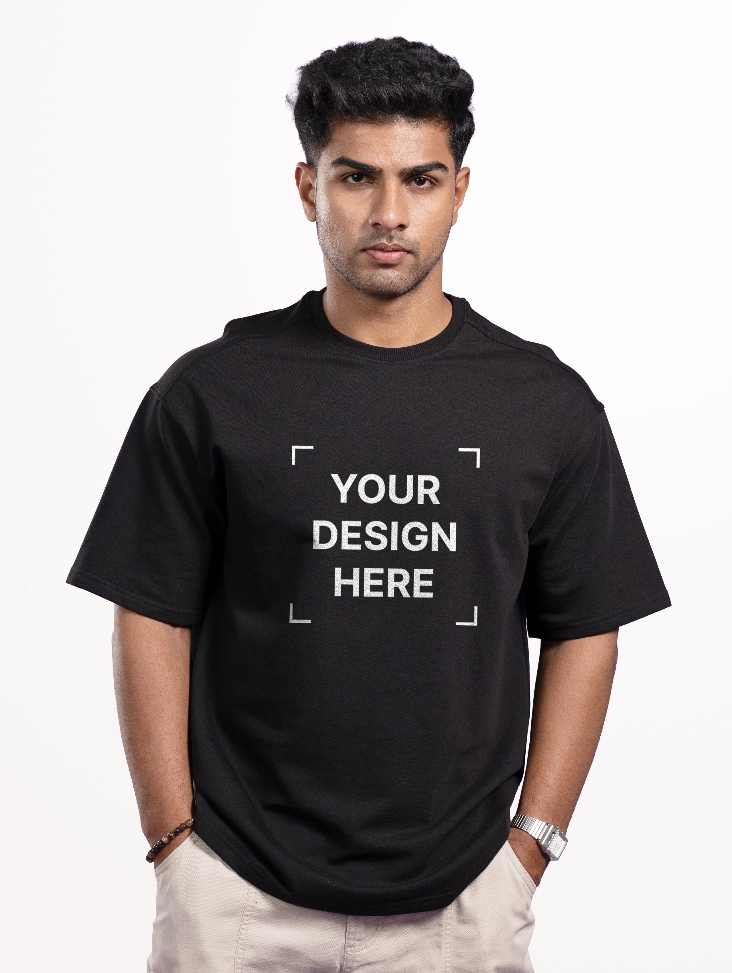 French Terry Oversized T-Shirt - Black