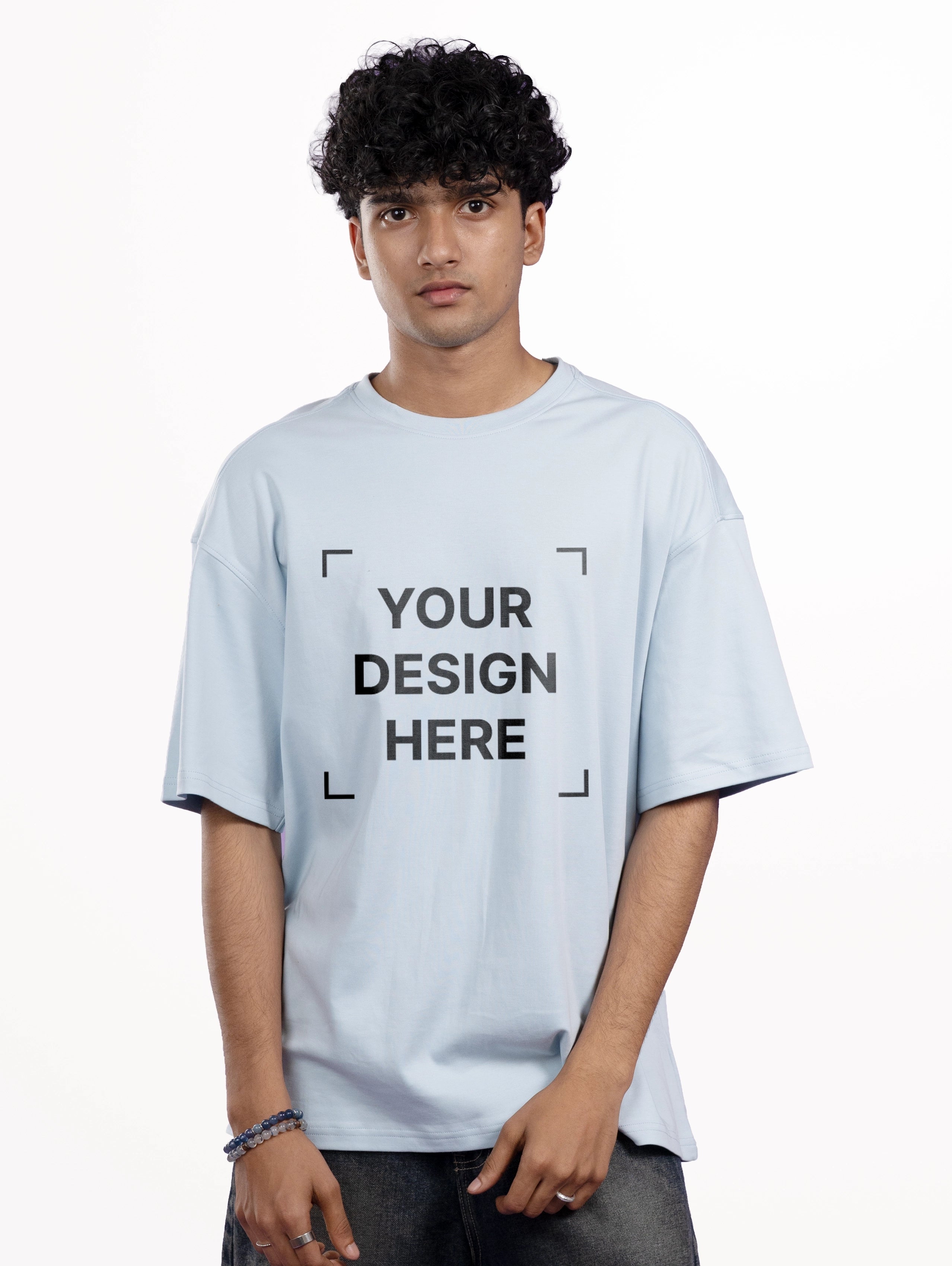 French Terry Oversized T-Shirt - Sky Blue