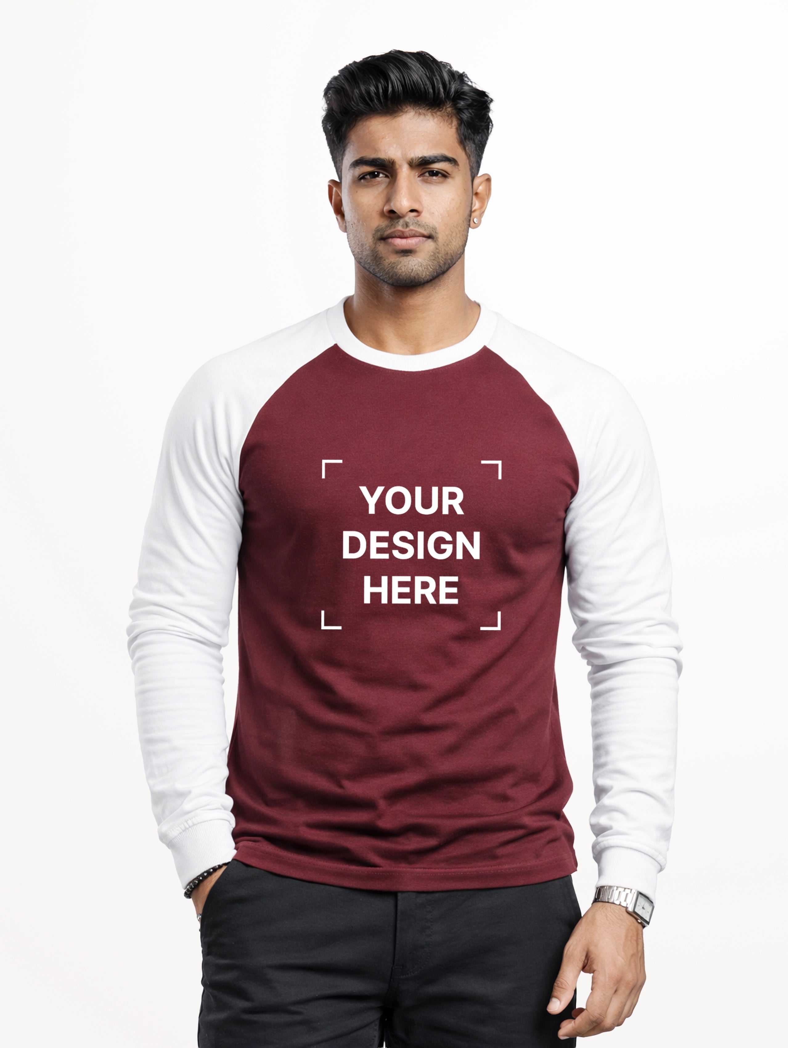 Men's Raglan Full Sleeve T-Shirt - Maroon