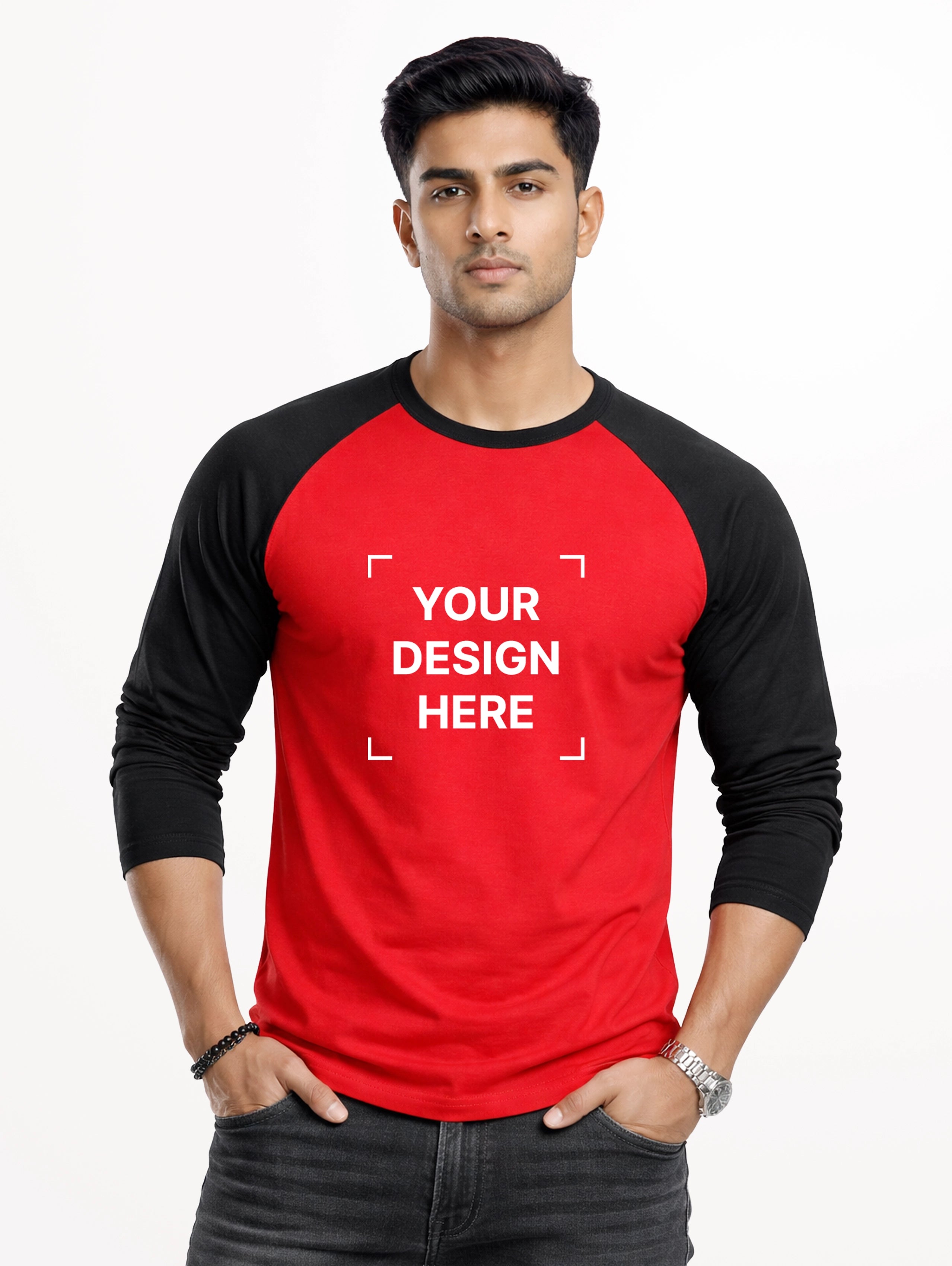 Men's Raglan Full Sleeve T-Shirt - Red