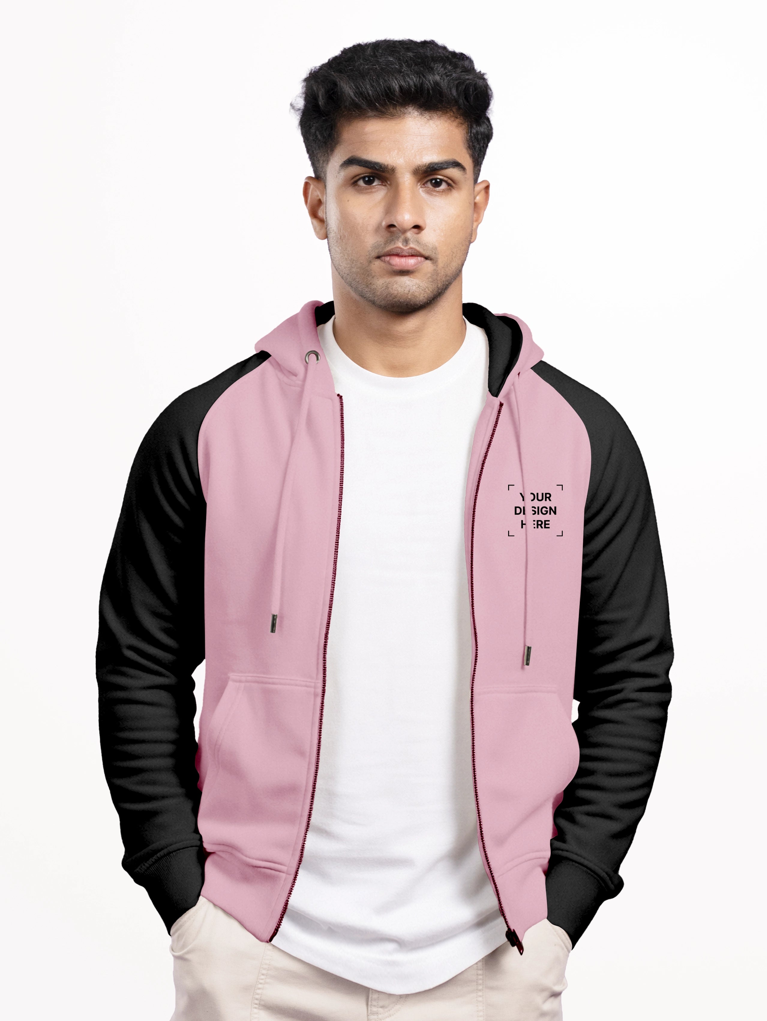 Men's Raglan Sleeve Blend Zipper Hoodie - Woodrose