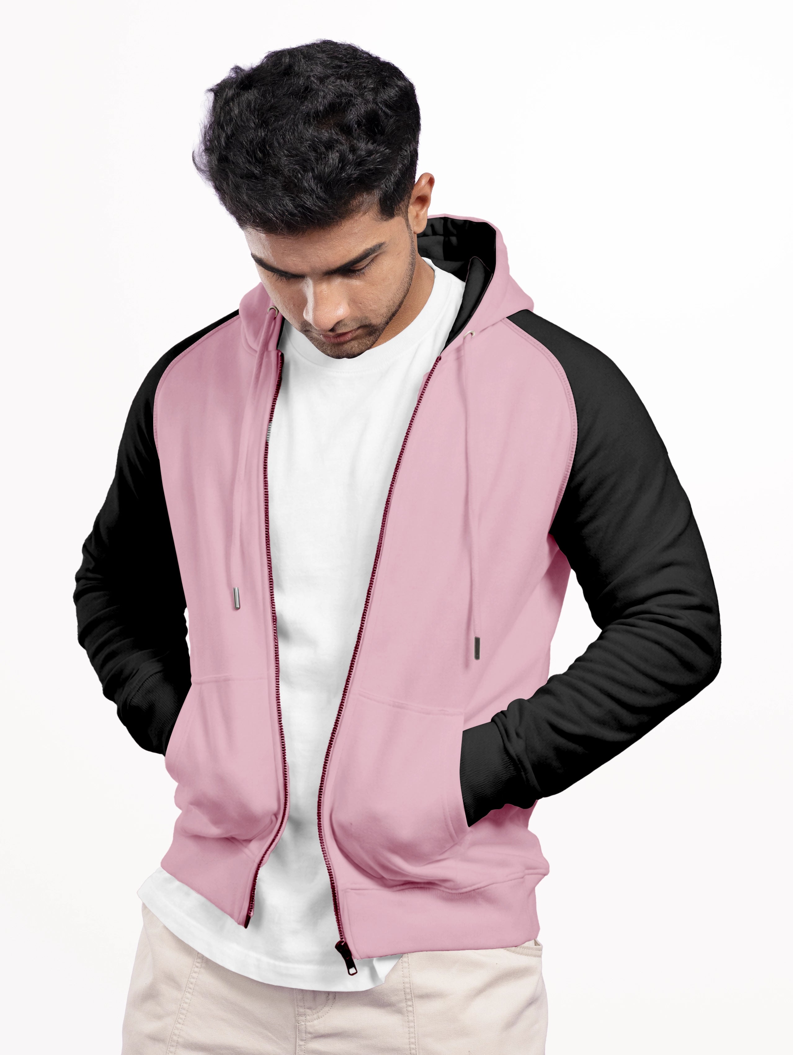 Men's Raglan Sleeve Blend Zipper Hoodie - Woodrose