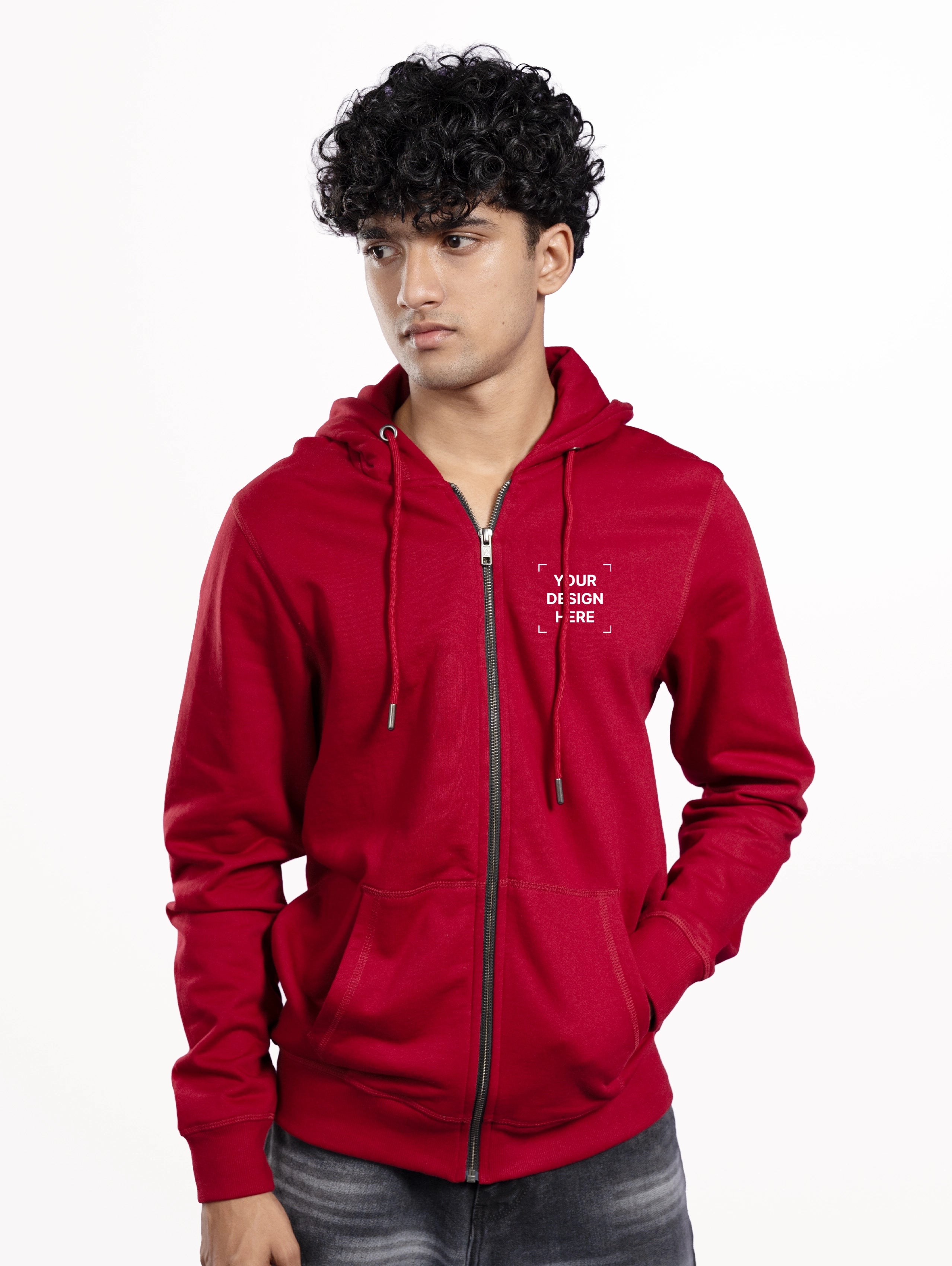 Custom Men’s Premium Zipper Hoodie - Red