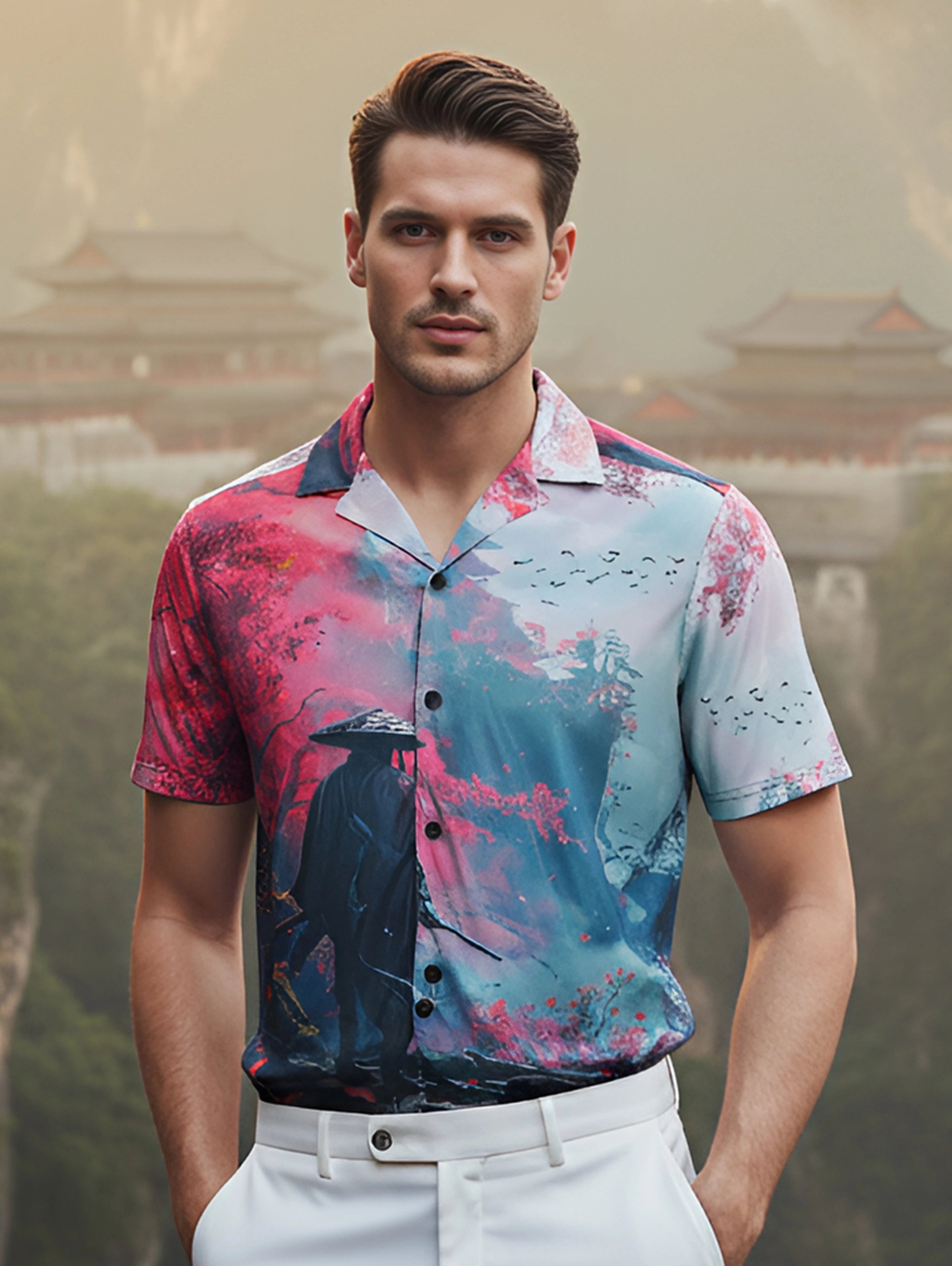 Misty Mountain Cuban Collar Shirt