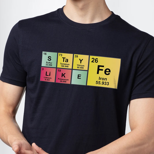 Periodic Table Navy Graphic Printed T-Shirt for Men