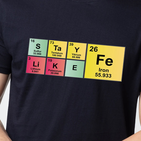 Periodic Table Navy Graphic Printed T-Shirt for Men