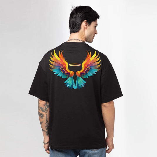 Phoenix Wings Men's Oversized Graphic Printed T-Shirt