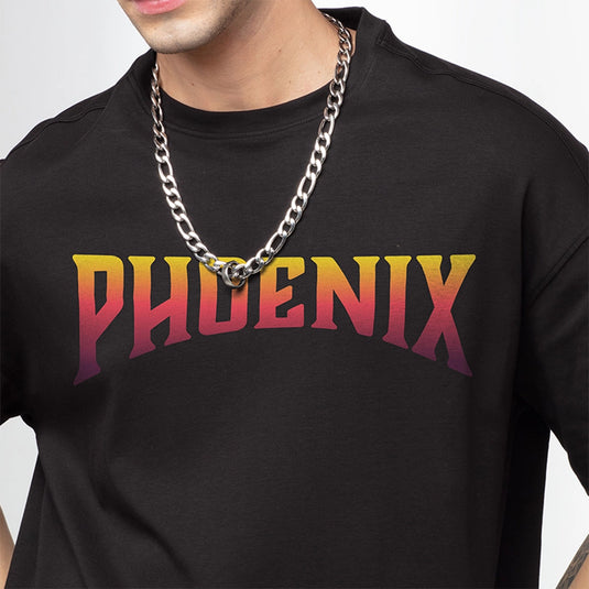 Phoenix Wings Men's Oversized Graphic Printed T-Shirt