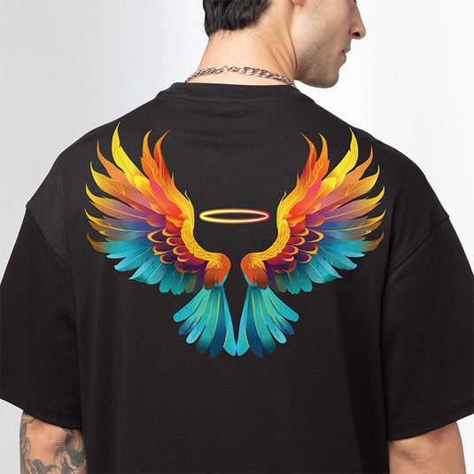 Phoenix Wings Men's Oversized Graphic Printed T-Shirt